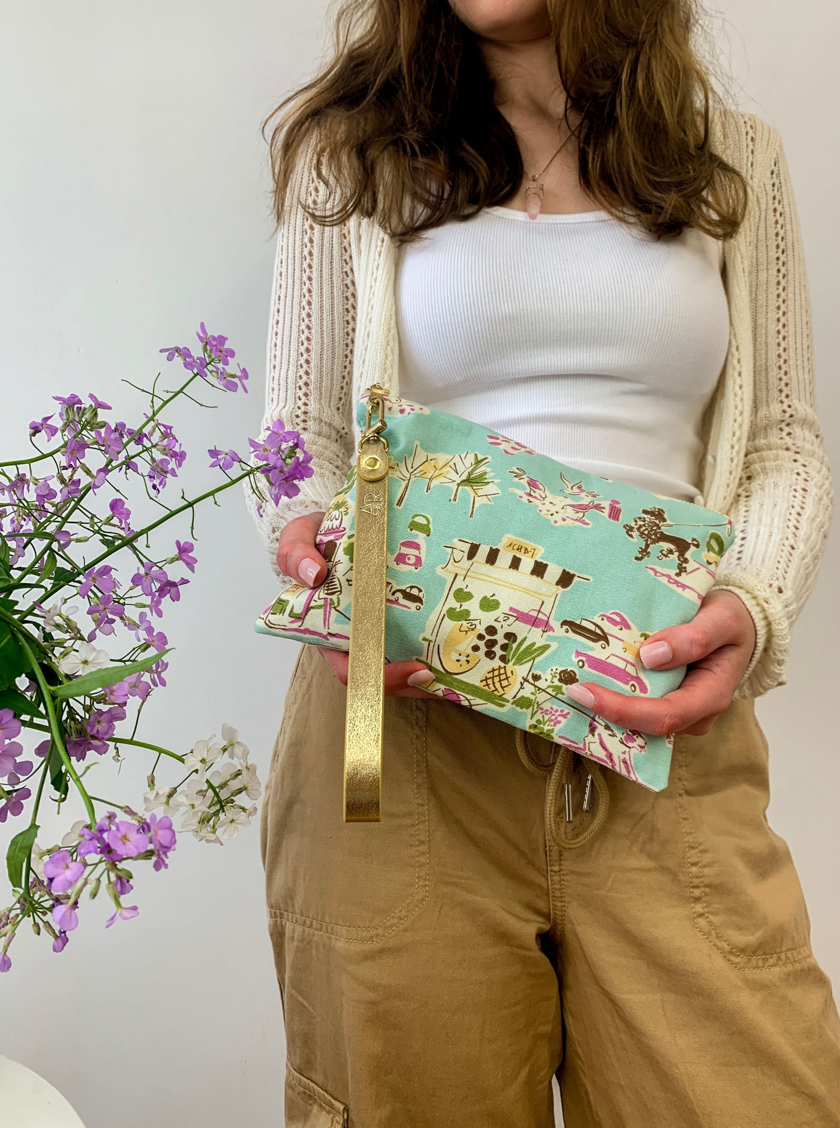 Summertime in Paris Wristlet Aqua - My American Goods