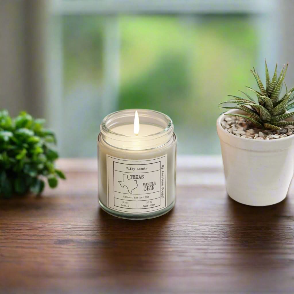 Texas - Vanilla Bean Scented Candle - Coconut Apricot Wax - My American Goods