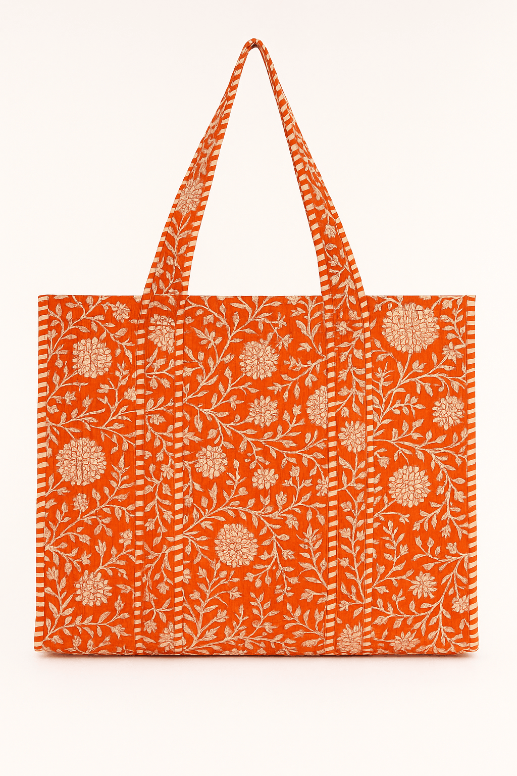Orange Floral Tote - My American Goods