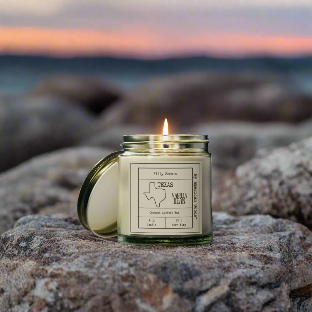 Texas - Vanilla Bean Scented Candle - Coconut Apricot Wax - My American Goods