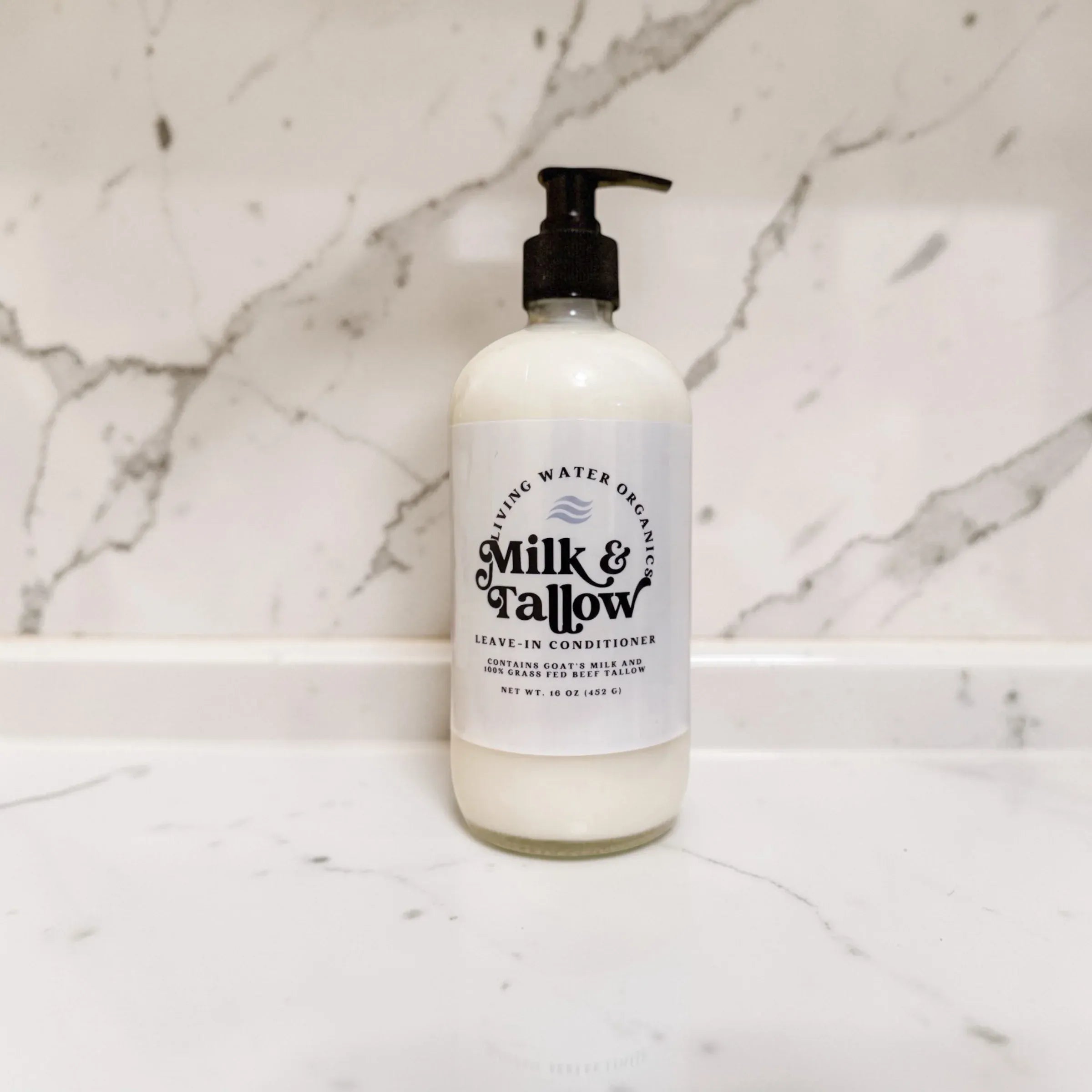 Living Water Organics 16 oz Tallow, Shea & Goat Milk Leave-In Conditioner