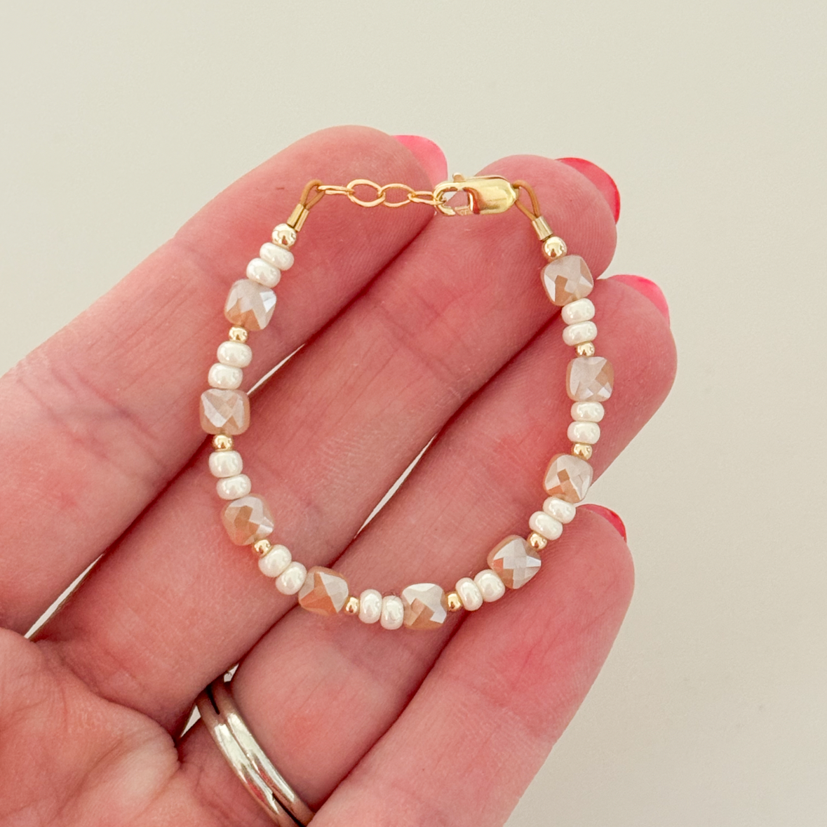 Gold & cream shimmer bracelet