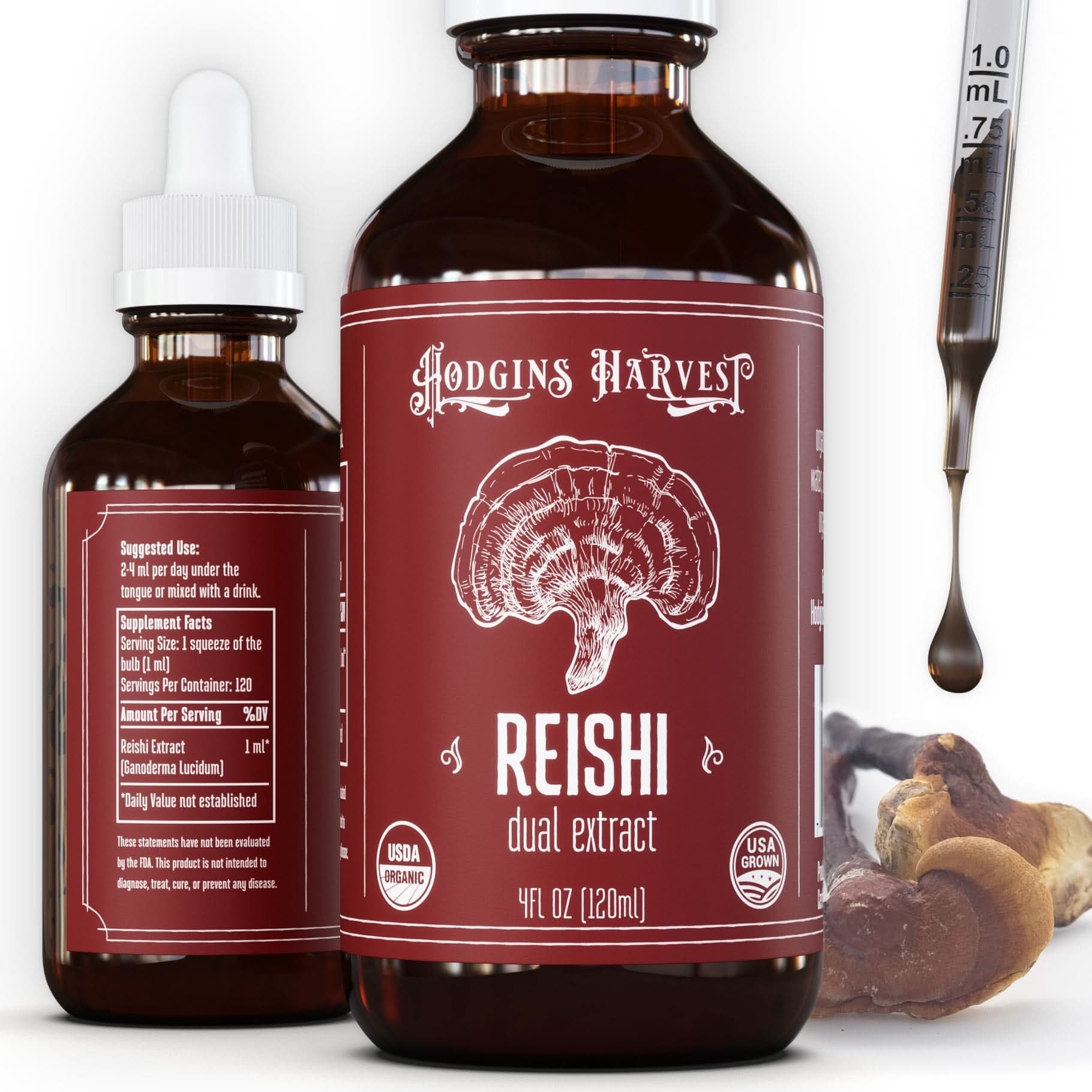 Hodgins Harvest Mushroom Extracts Reishi Dual Extract Tincture