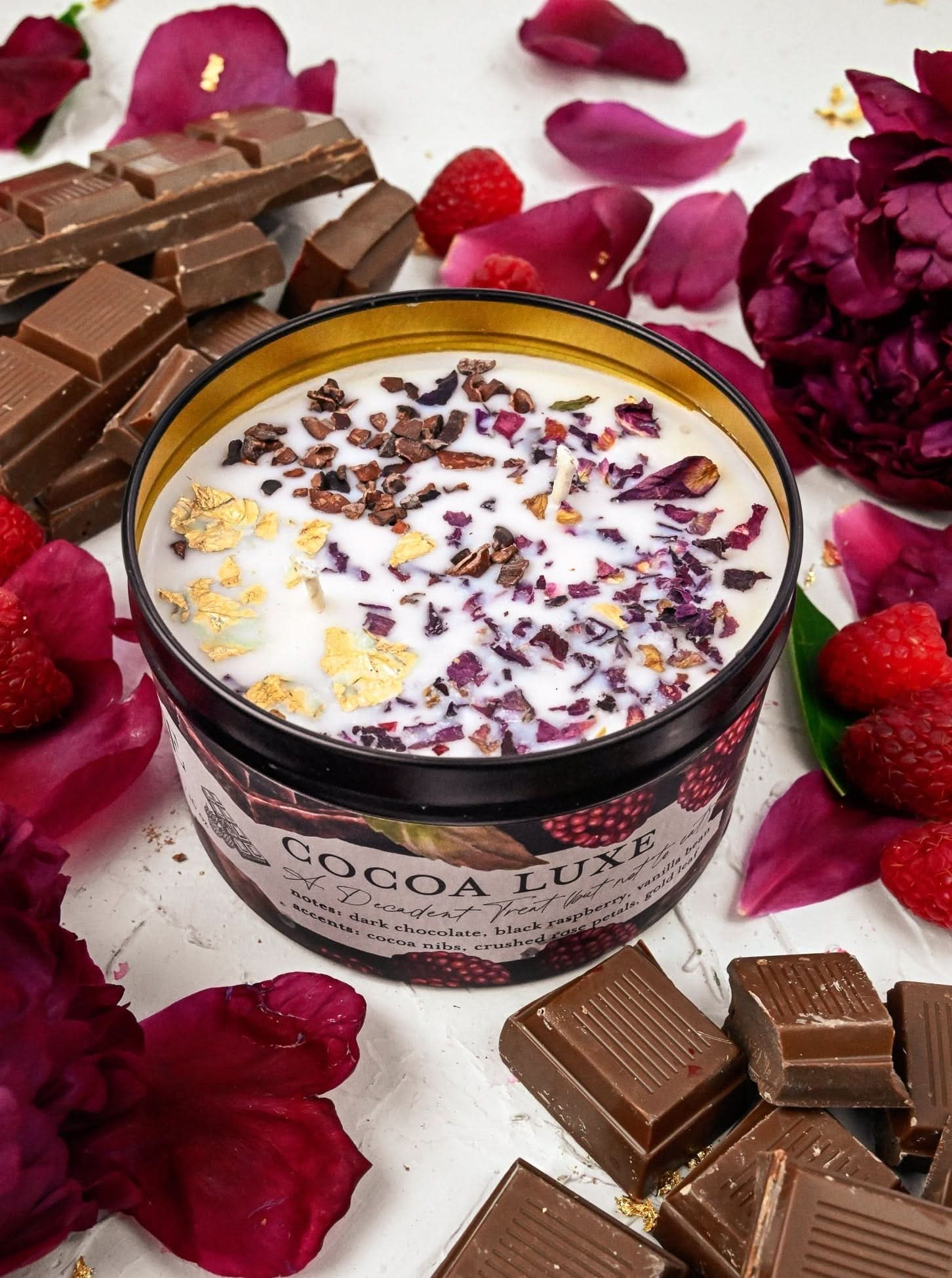 Ash & Rose candle COCOA LUXE Chocolate Raspberry Candle