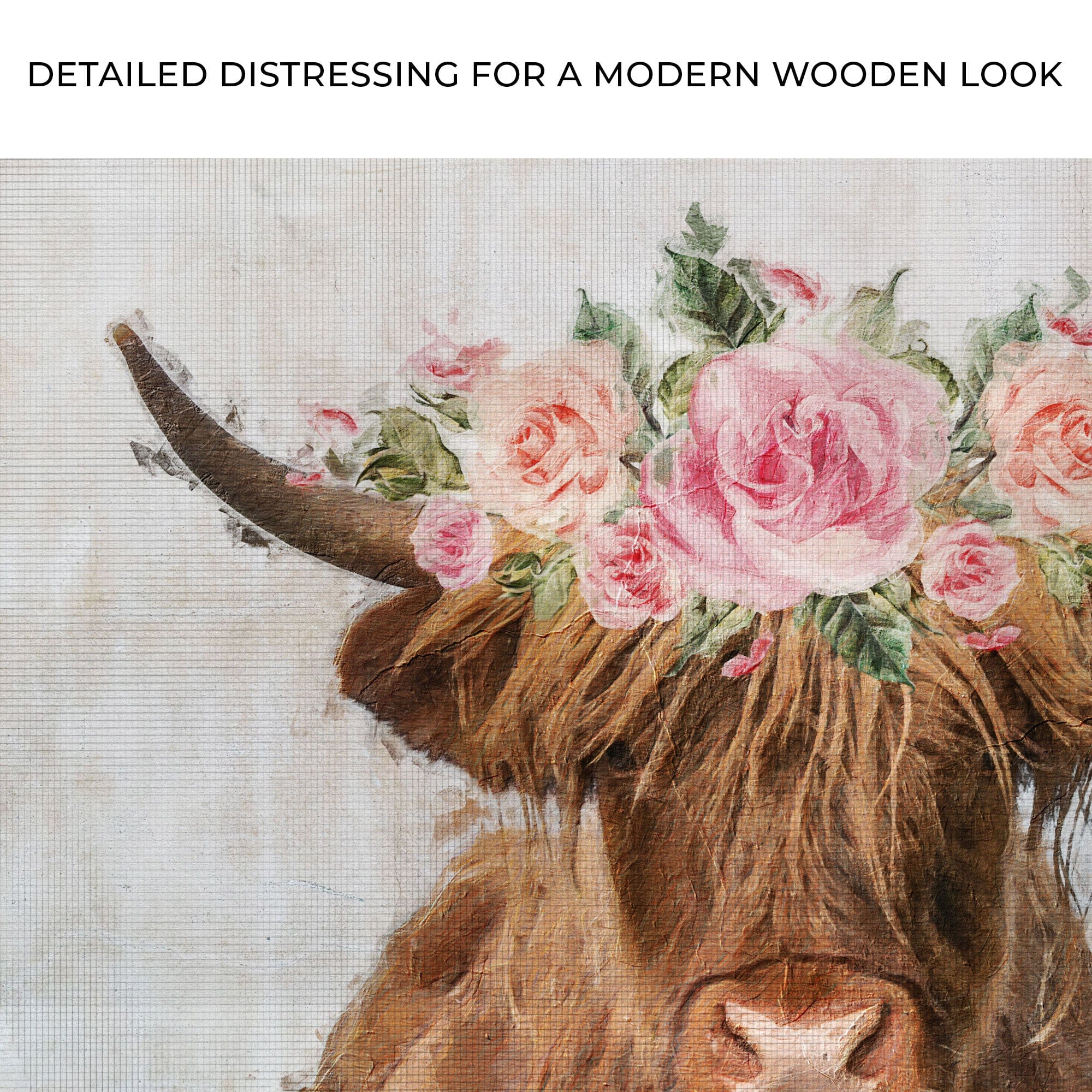 Tailored Canvases Canvas Highland Cow Floral Wreath Painting Canvas Wall Art