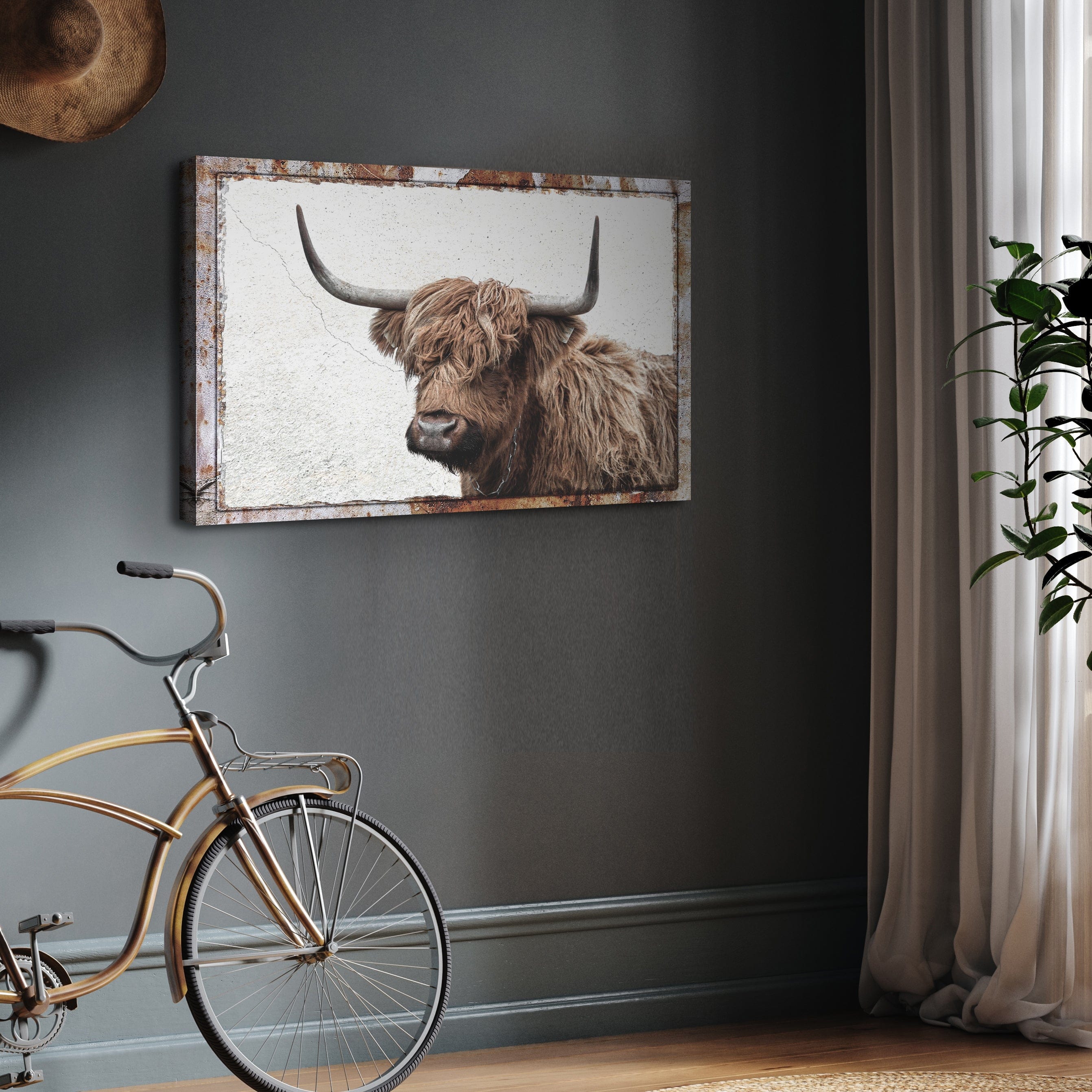 Tailored Canvases Canvas Natural Rustic Highland Cow Canvas Wall Art