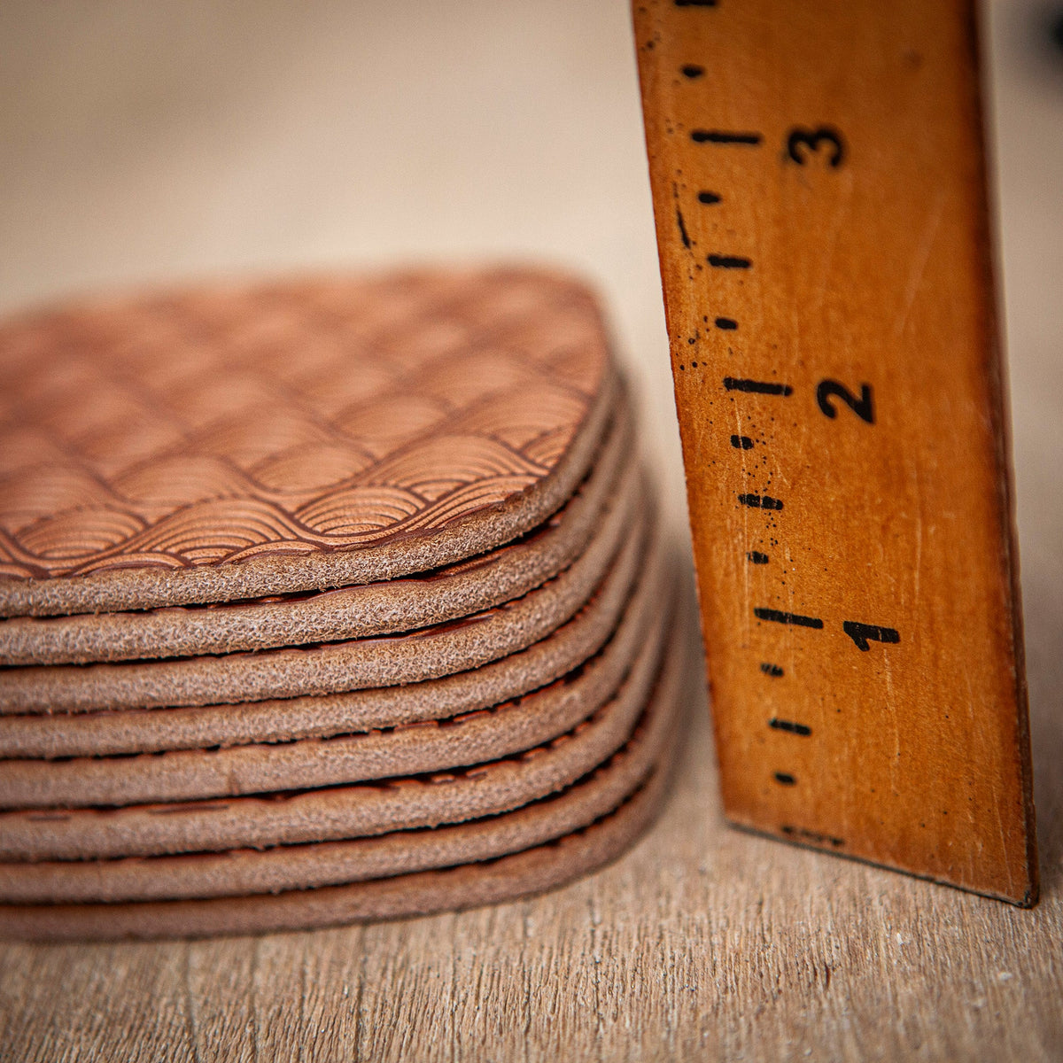 Artisan Leather Coaster Design 06