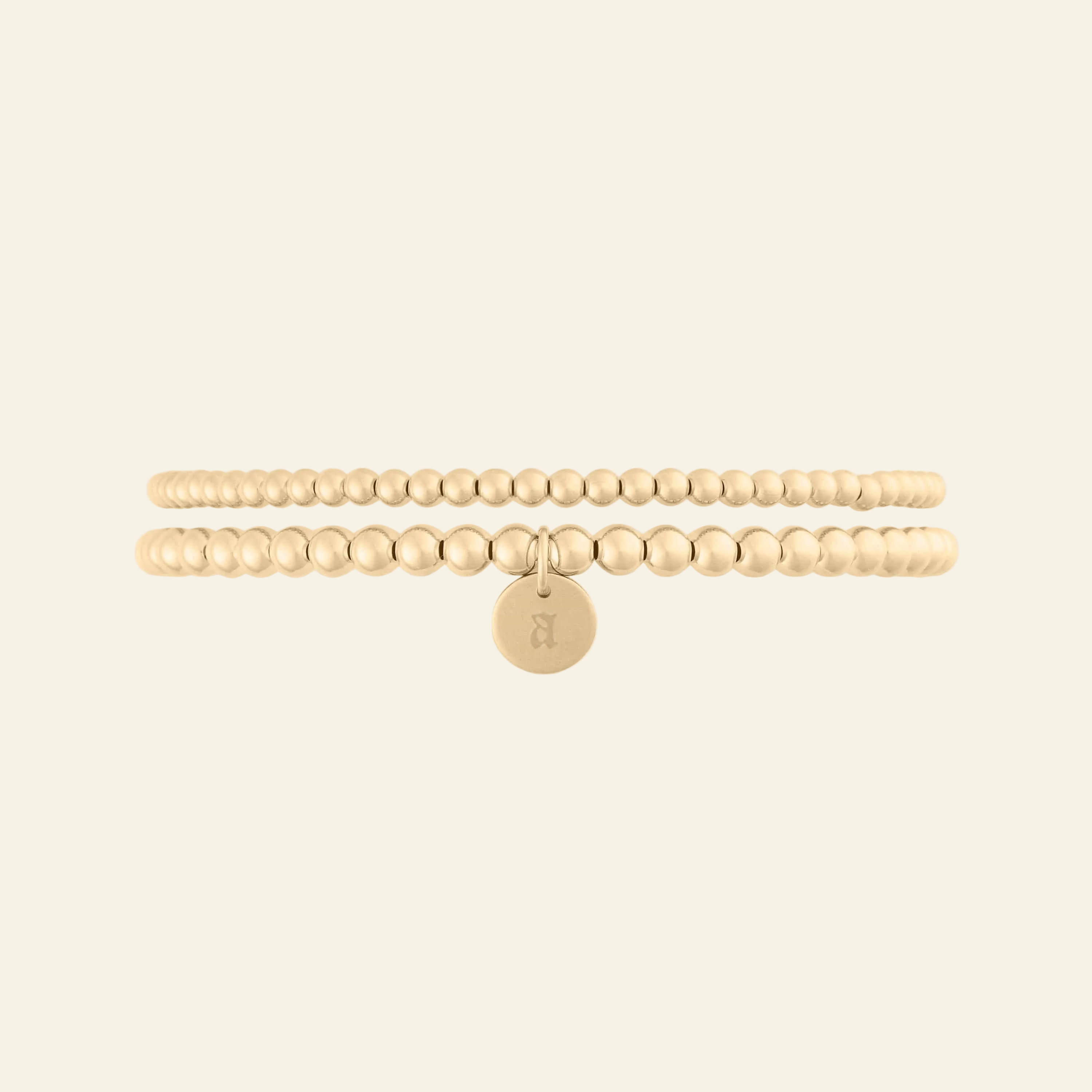 Old English Initial Juno Double Bracelet Stack (3mm + 4mm)