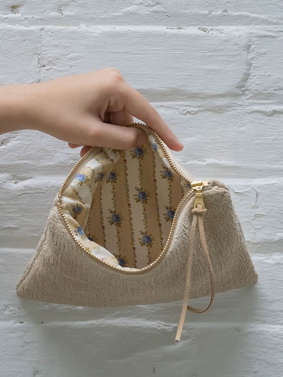 French Cream Chenille Wristlet Purse - My American Goods