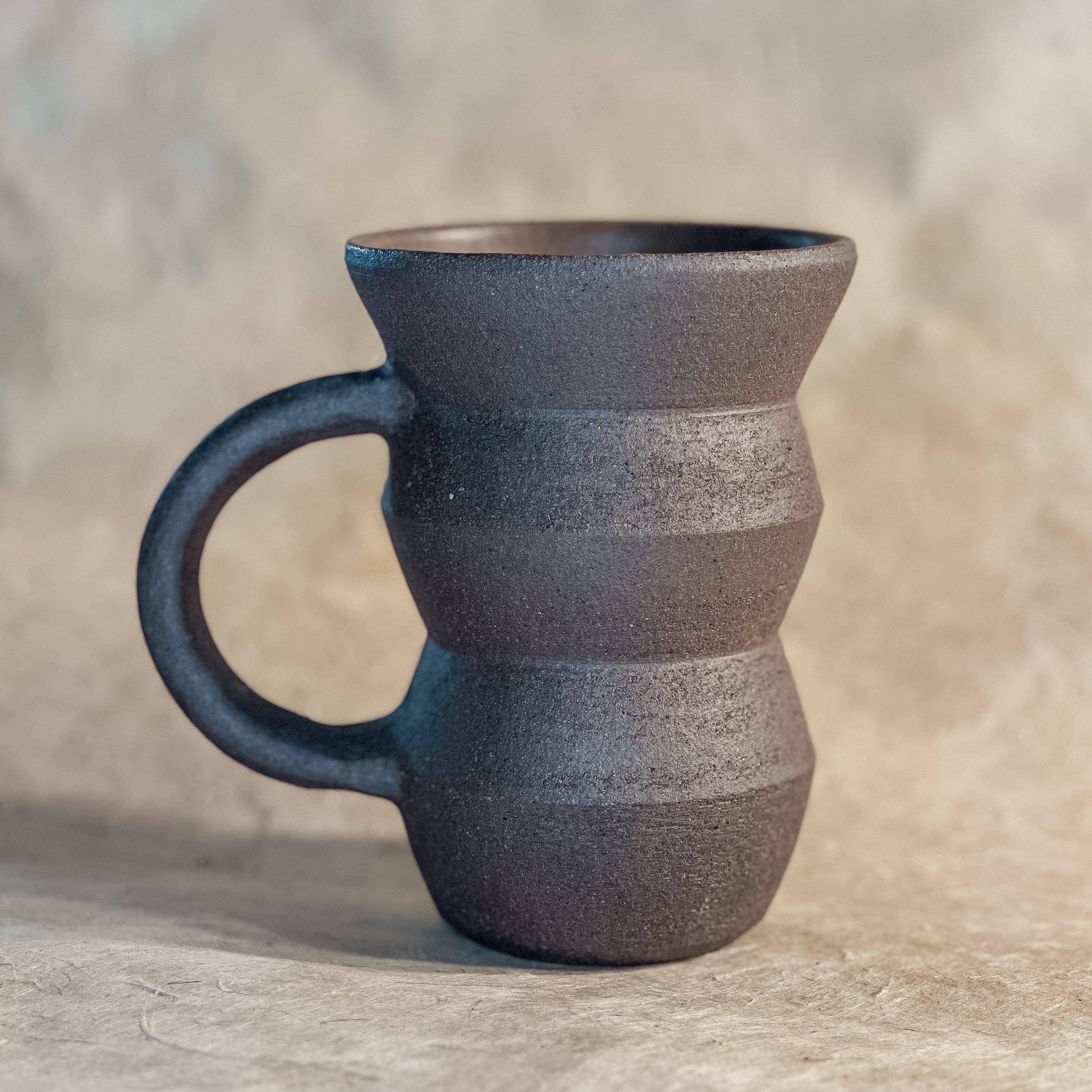 Olivia Snow Ceramics Mug Black Walnut Handmade Angled Ceramic Mug