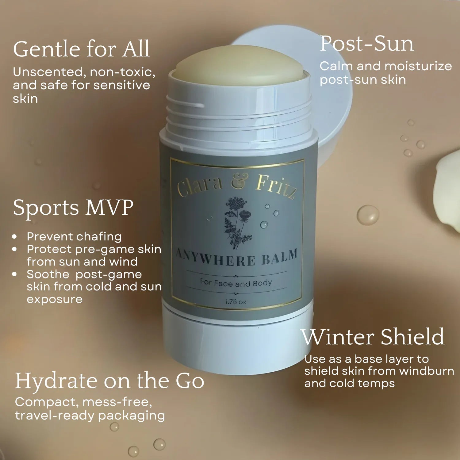 Clara & Fritz Tallow Shop Lotion & Moisturizer 1.76 oz Anywhere Balm for Face & Body