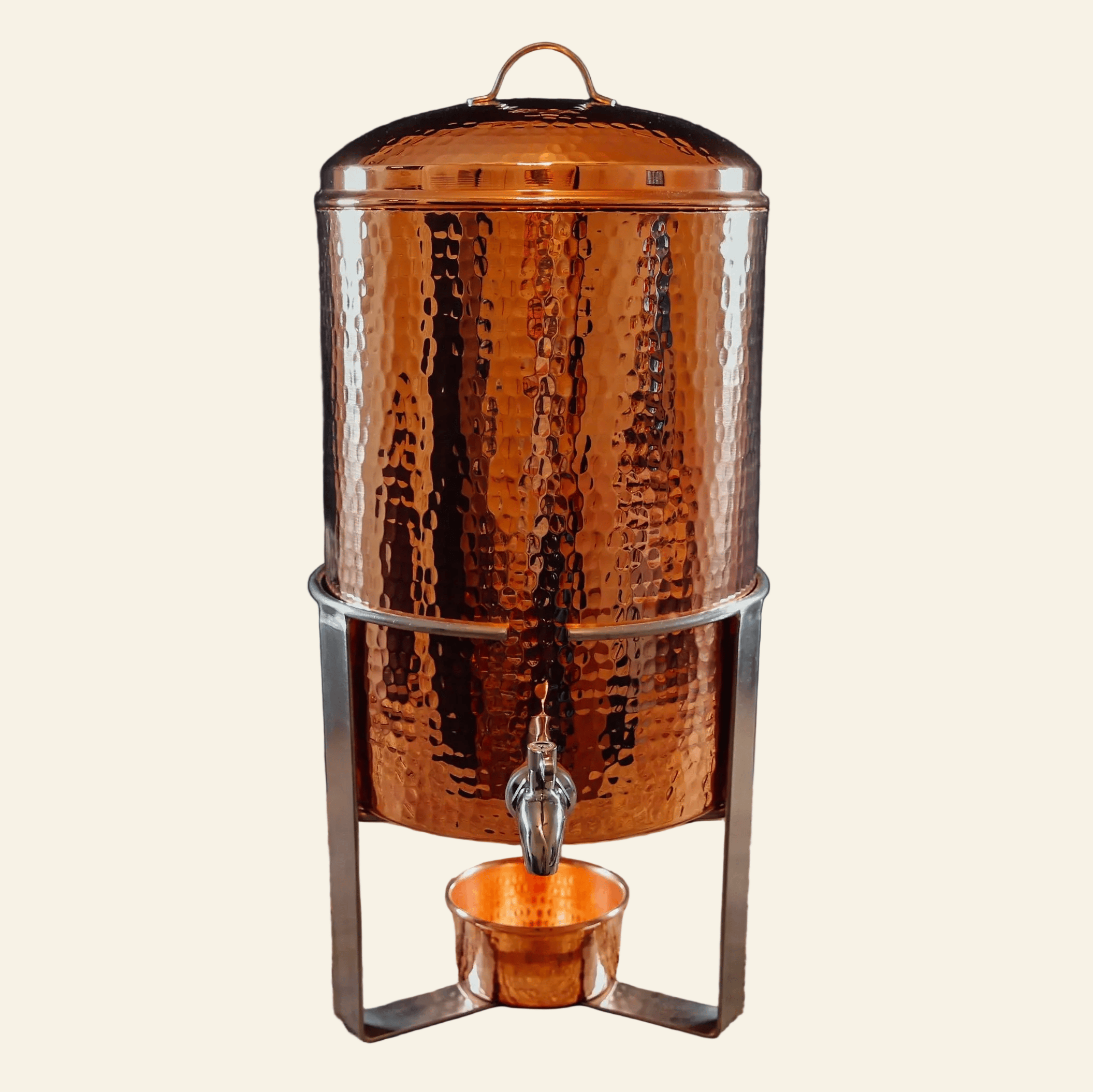 Copper dispenser with a dark background