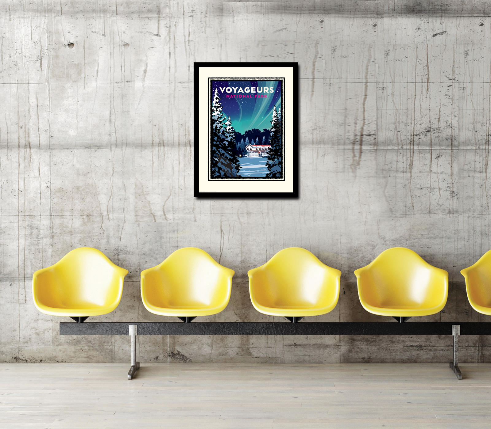 Landmark National Parks | Voyageurs Kettle Falls Winter Aurora Borealis Art Print
