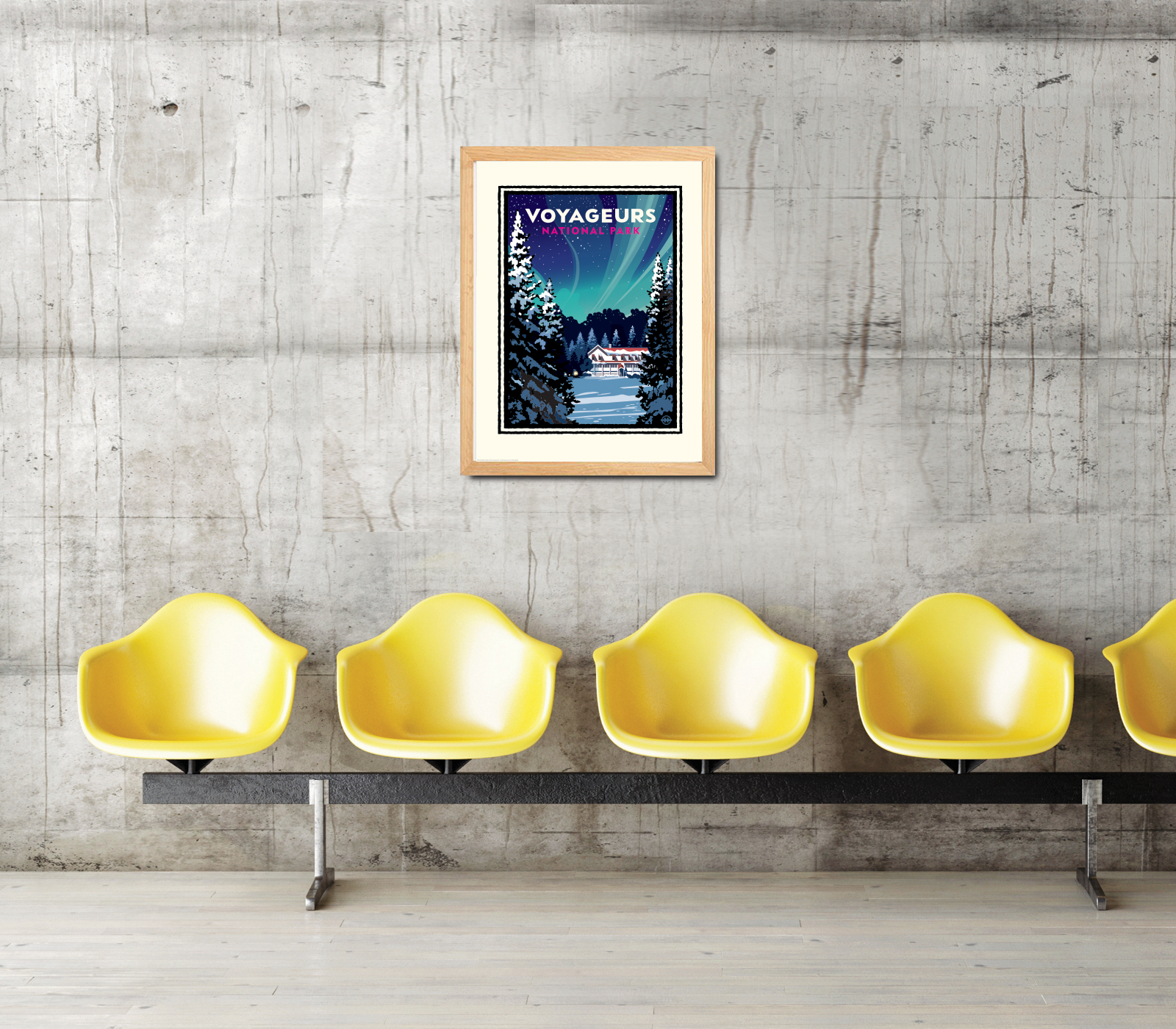 Landmark National Parks | Voyageurs Kettle Falls Winter Aurora Borealis Art Print