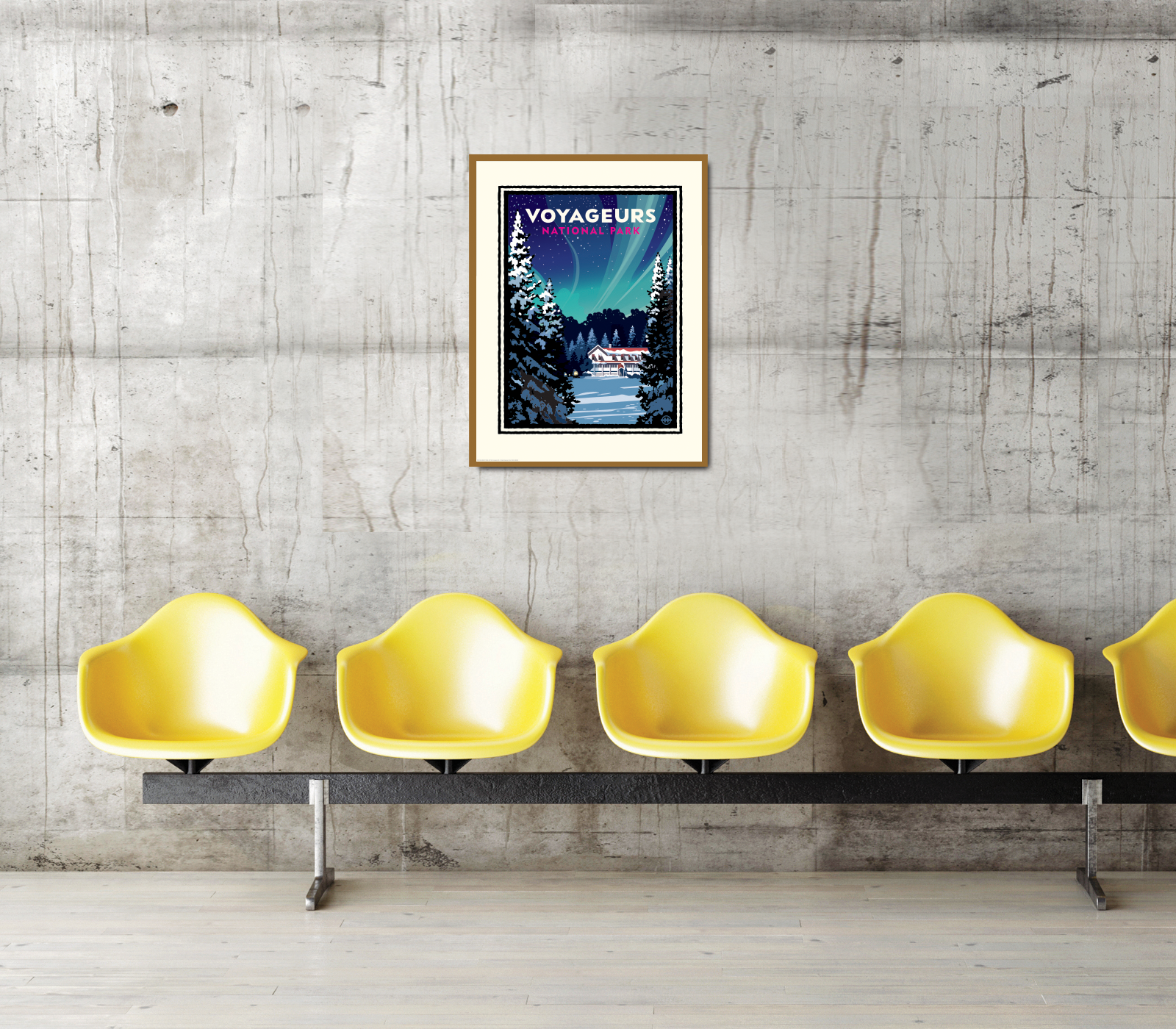 Landmark National Parks | Voyageurs Kettle Falls Winter Aurora Borealis Art Print