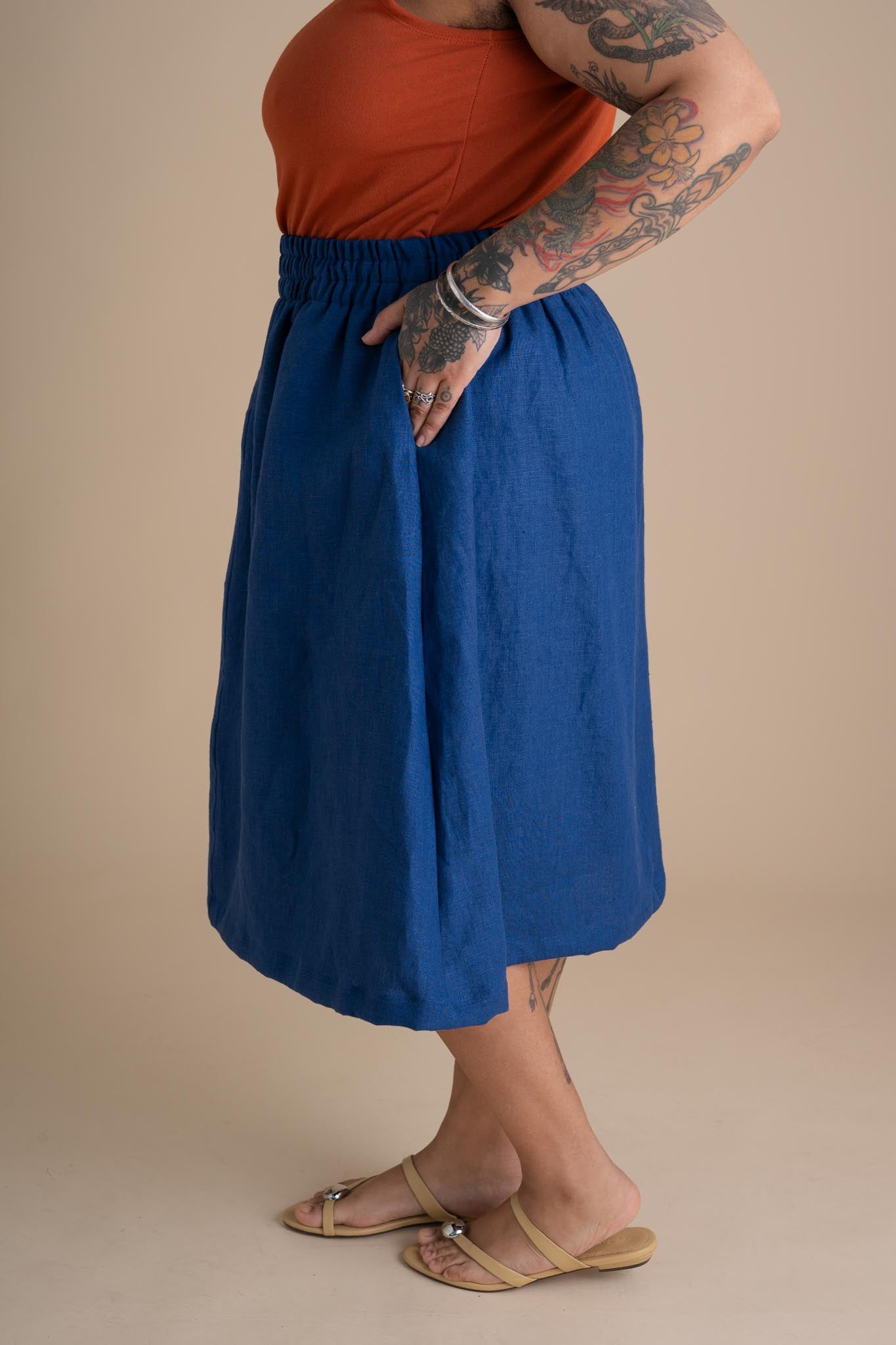 Evening Midi Skirt in Kingfisher