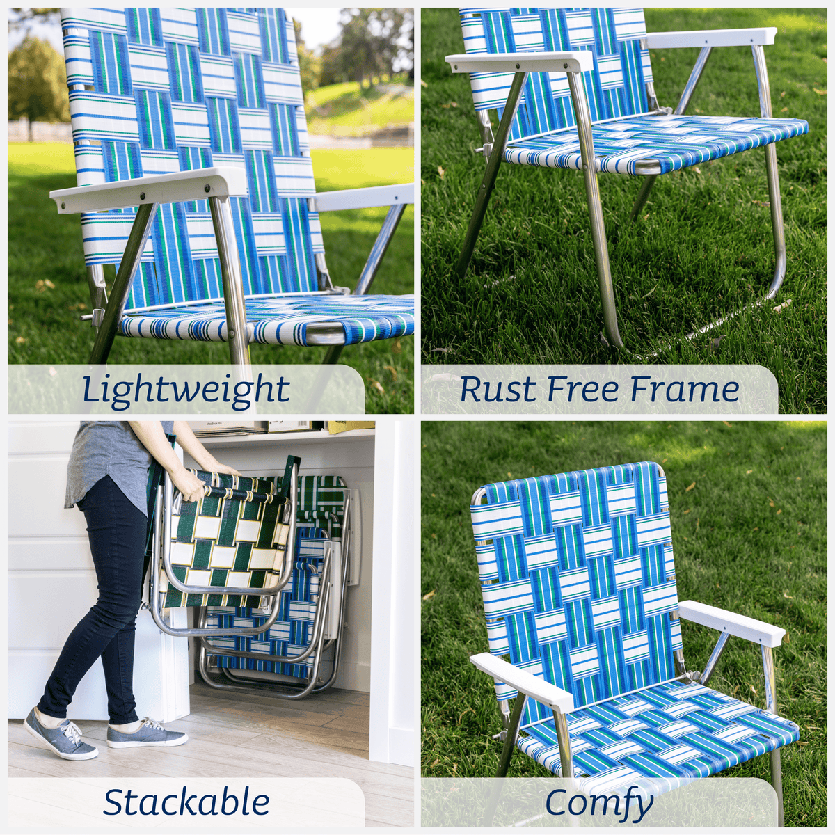 Lawn Chair USA Chairs Classic Yellow and White Stripe Classic Chair