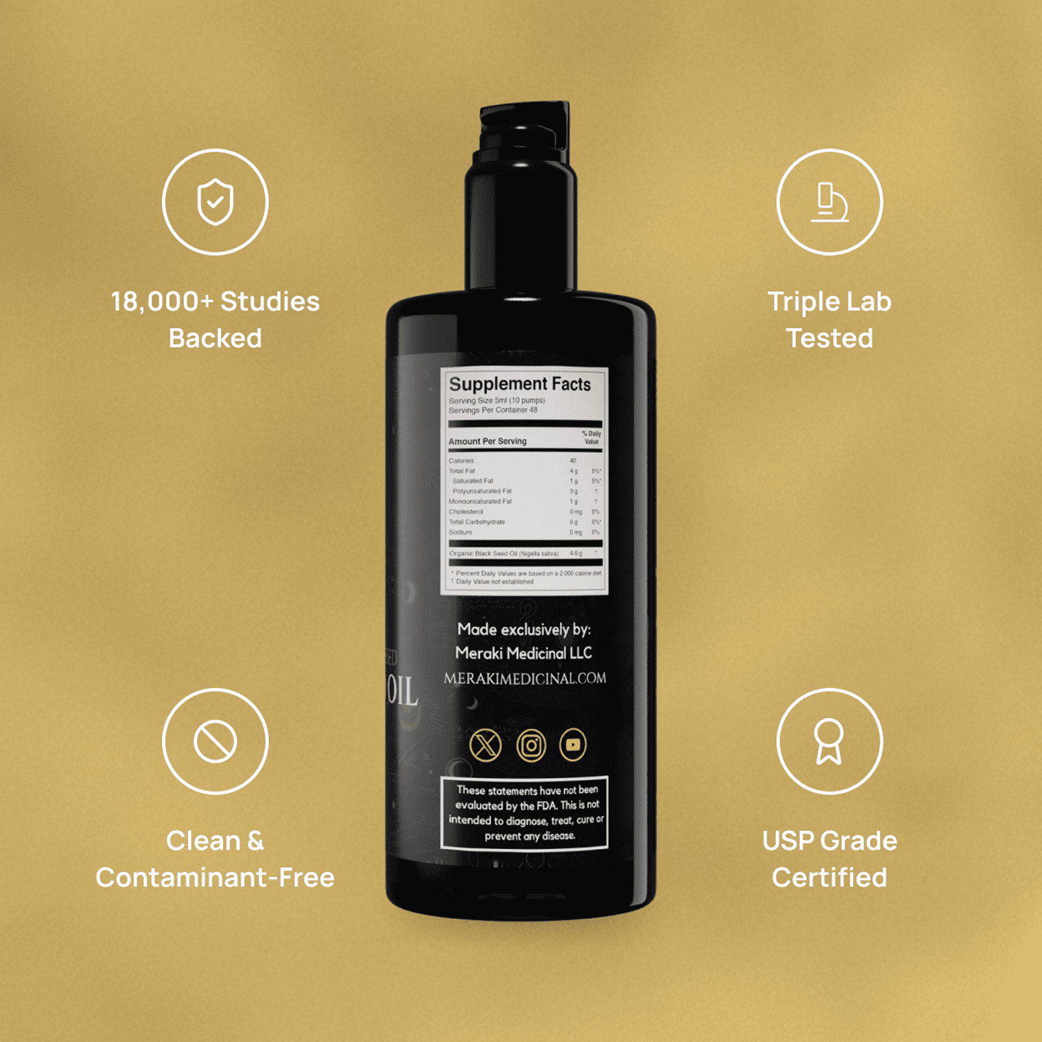 High Potency Cold-Pressed Organic Black Seed Oil with 3% Thymoquinone