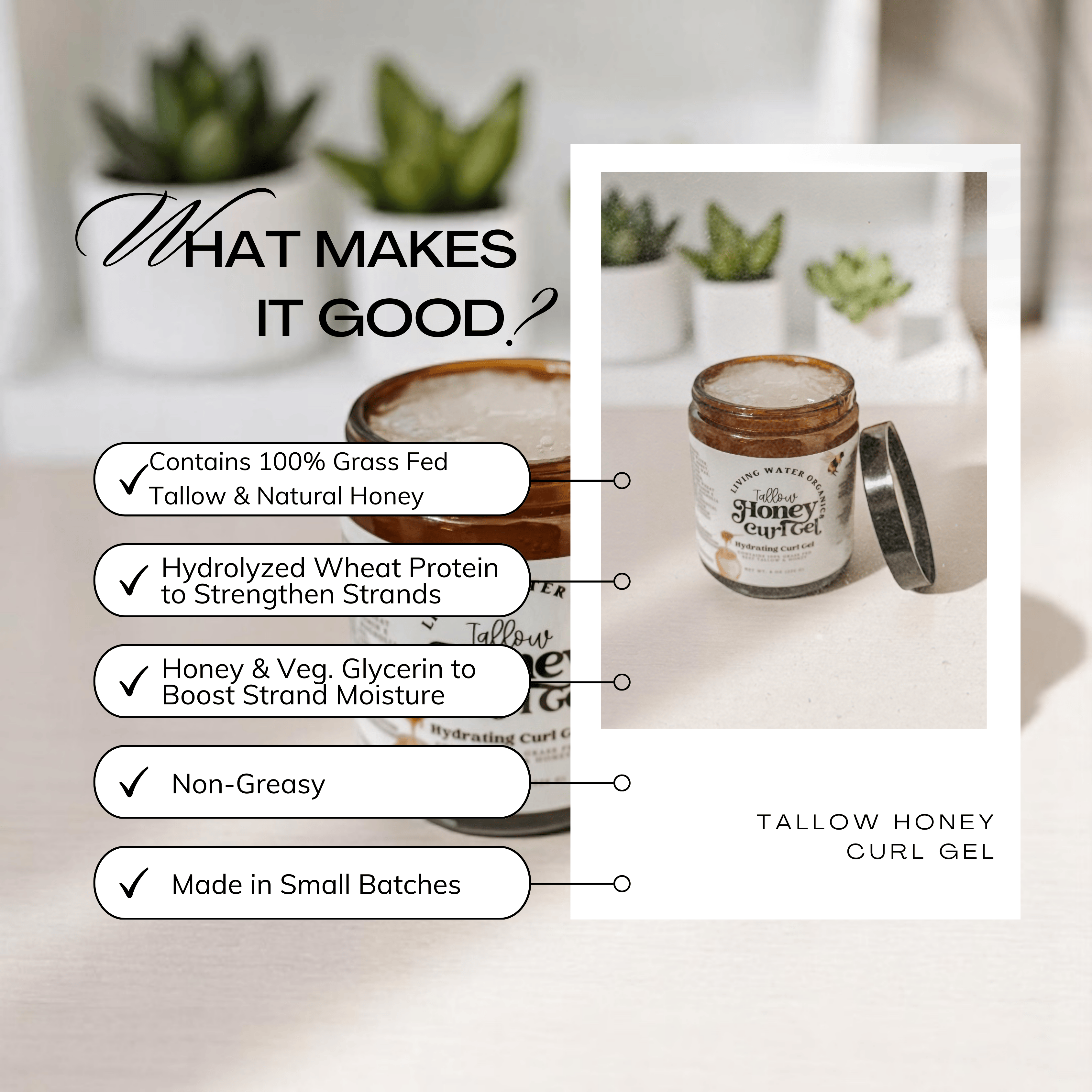 Tallow Honey Curl Gel with 100% Grass Fed Tallow (Medium to Strong Hold) - My American Goods