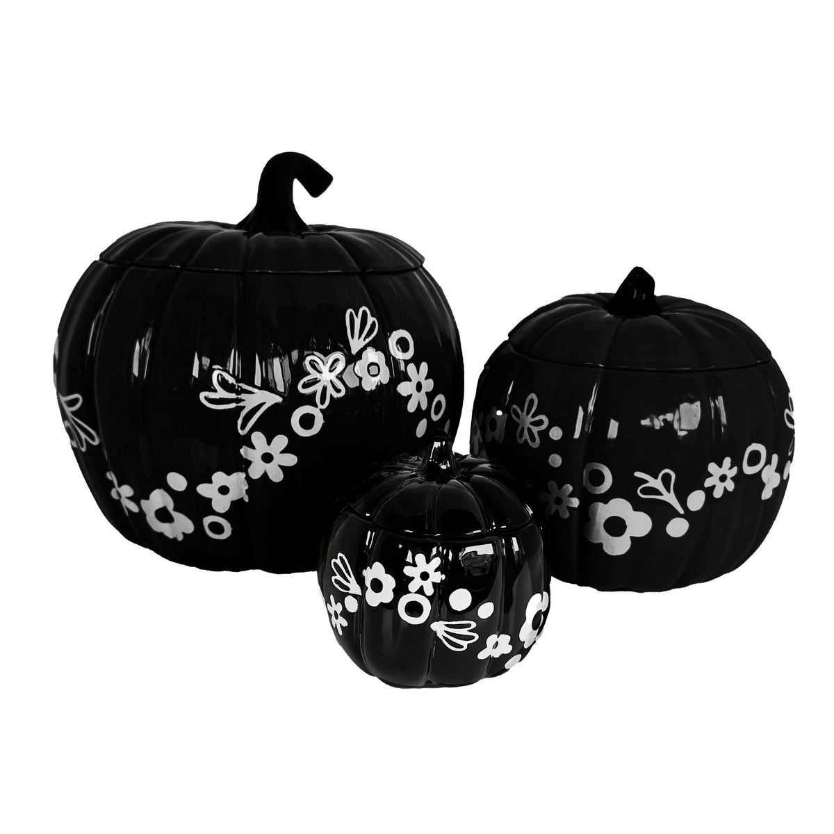 Crazy Daisy Pumpkin Jars in Black