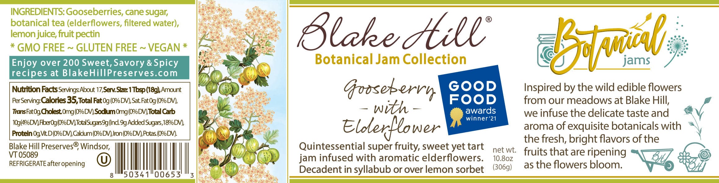 Blake Hill Preserves jam Gooseberry with Elderflower