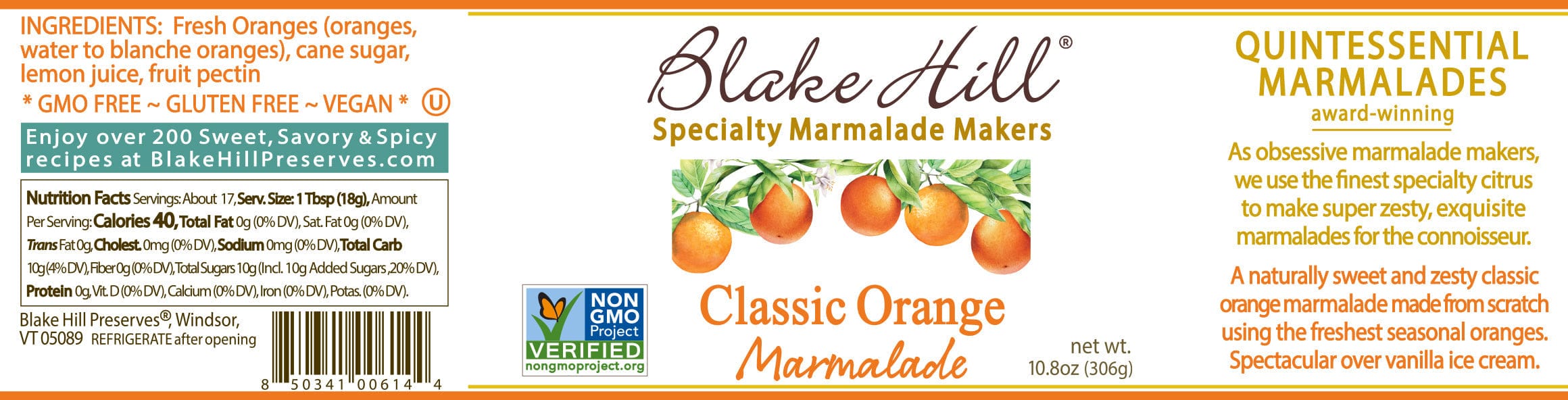 Blake Hill Preserves jam Classic Orange Marmalade
