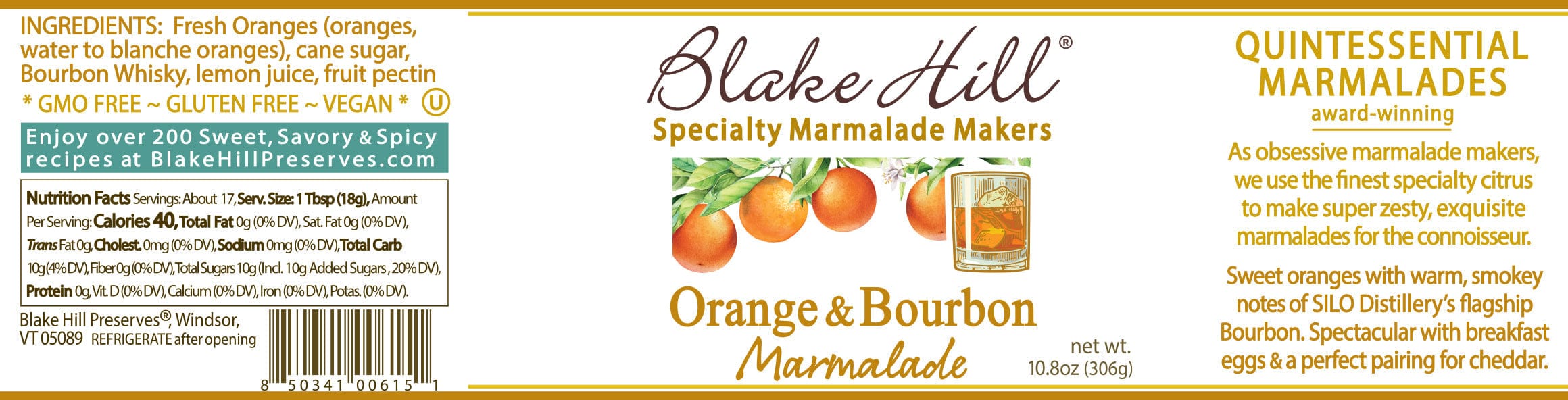 Blake Hill Preserves jam Orange & Bourbon Marmalade