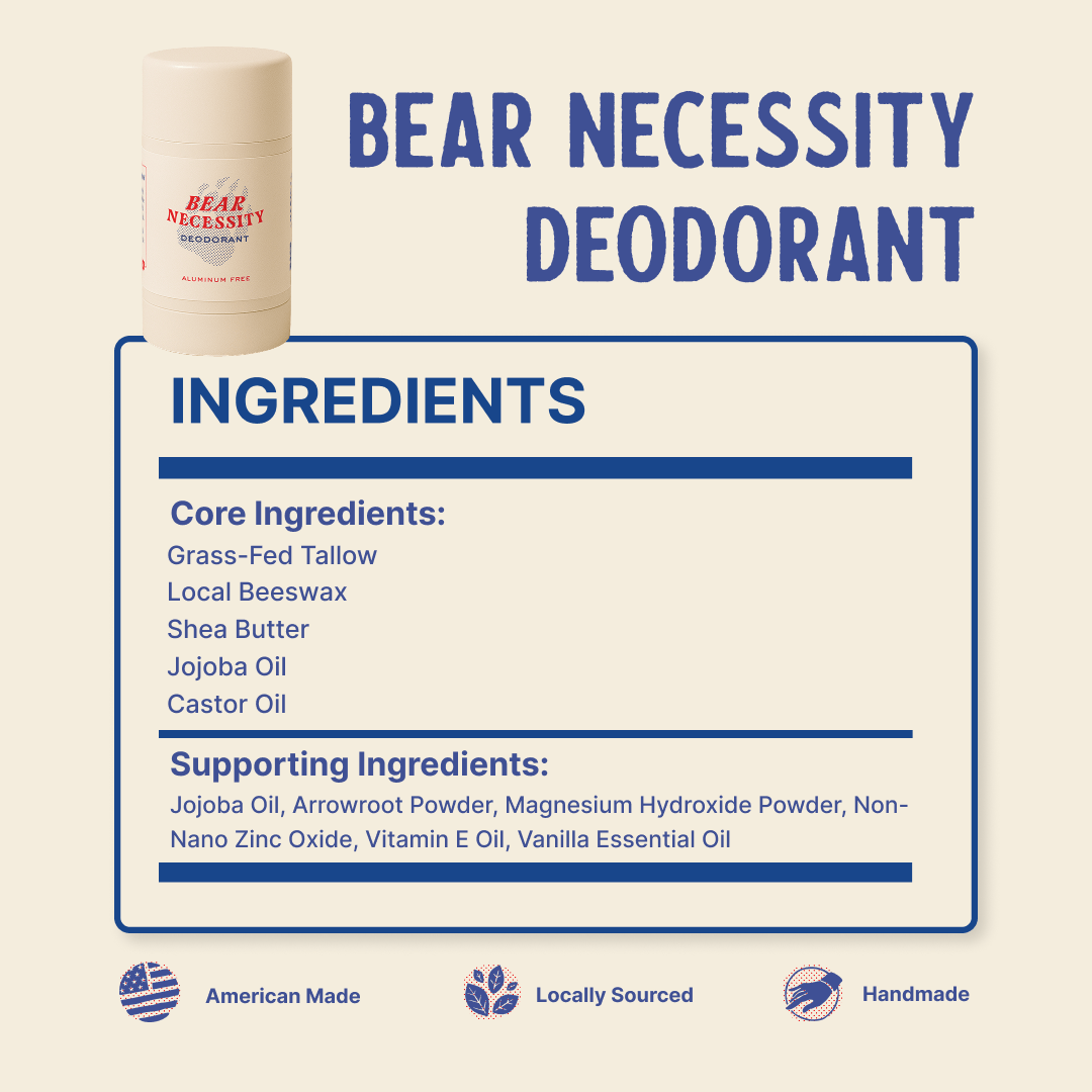 PapaBear Naturals Full Ingredient List Papabear - Bear Necessity Deodorant 2.6 oz