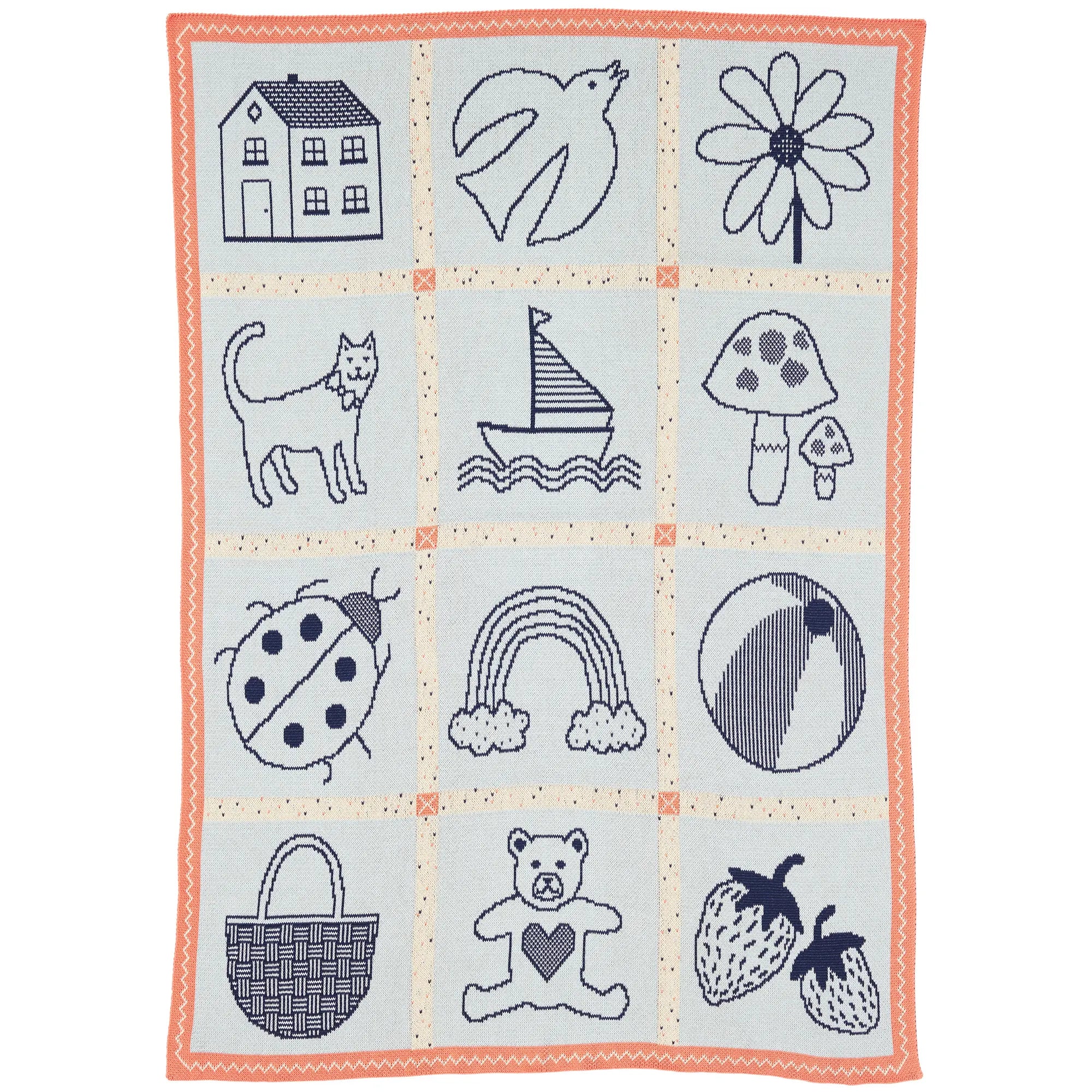 Biquette Baby Blanket Navy Thread in Egyptian Cotton Baby&