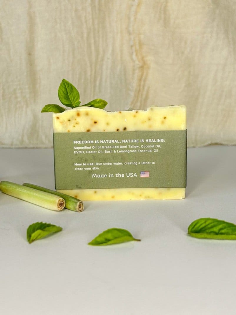 Basil & Lemongrass Tallow Soap Bar - My American Goods