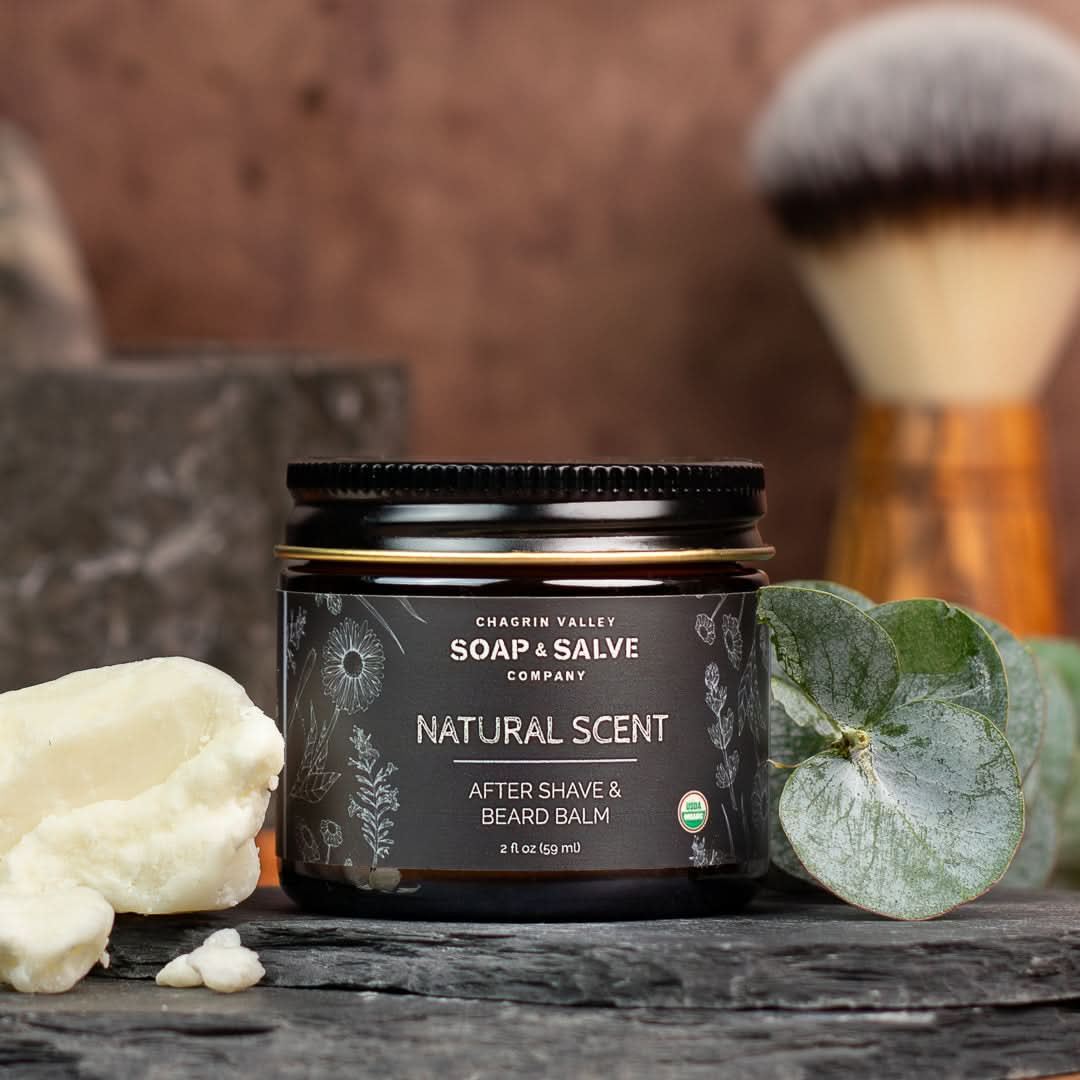 Chagrin Valley Soap & Salve Shave Balm 2 fl oz Jar After Shave & Beard Balm: Natural Scent