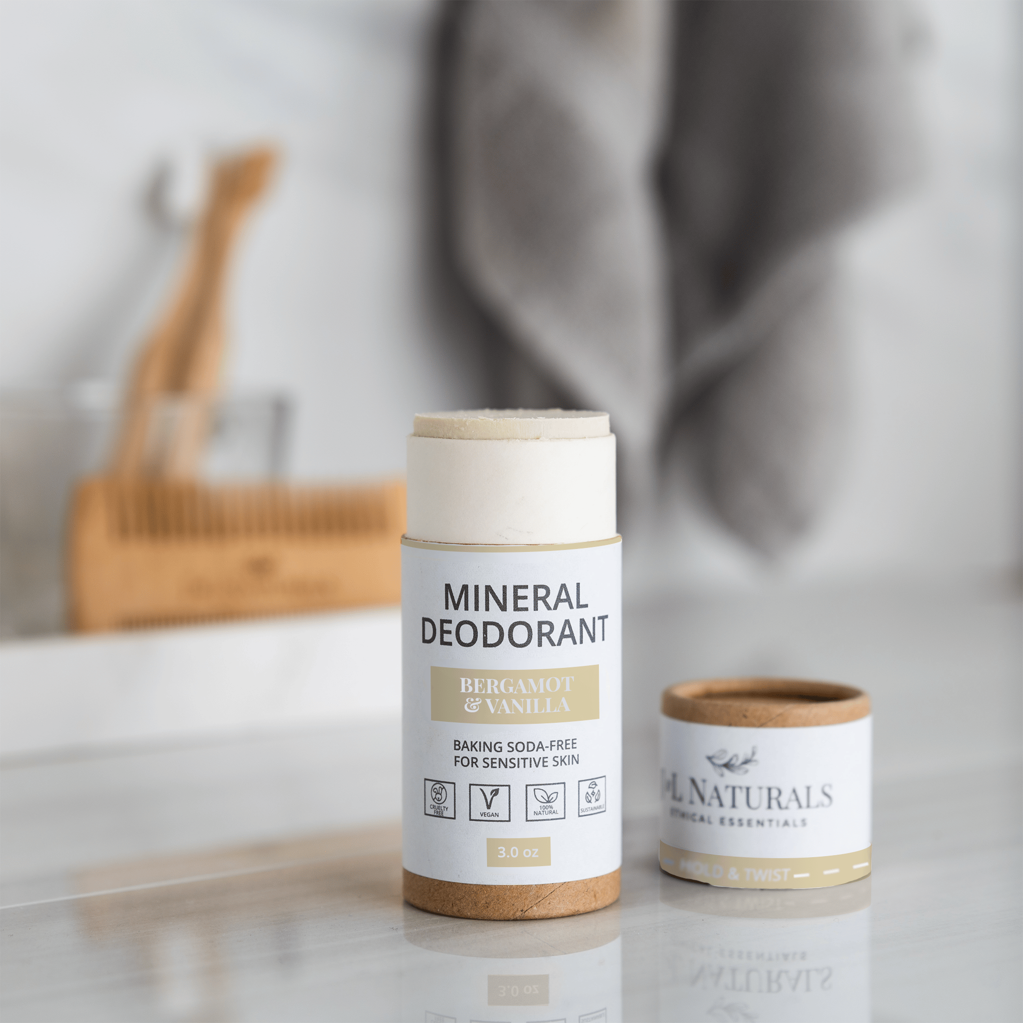J&L Naturals Deodorant Bergamot & Vanilla Mineral (Baking Soda-Free) Deodorant