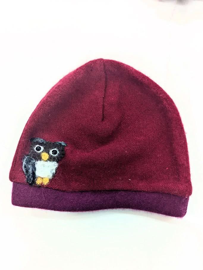 Ash & Rose hat Magenta Owl Cashmere Hat - Child