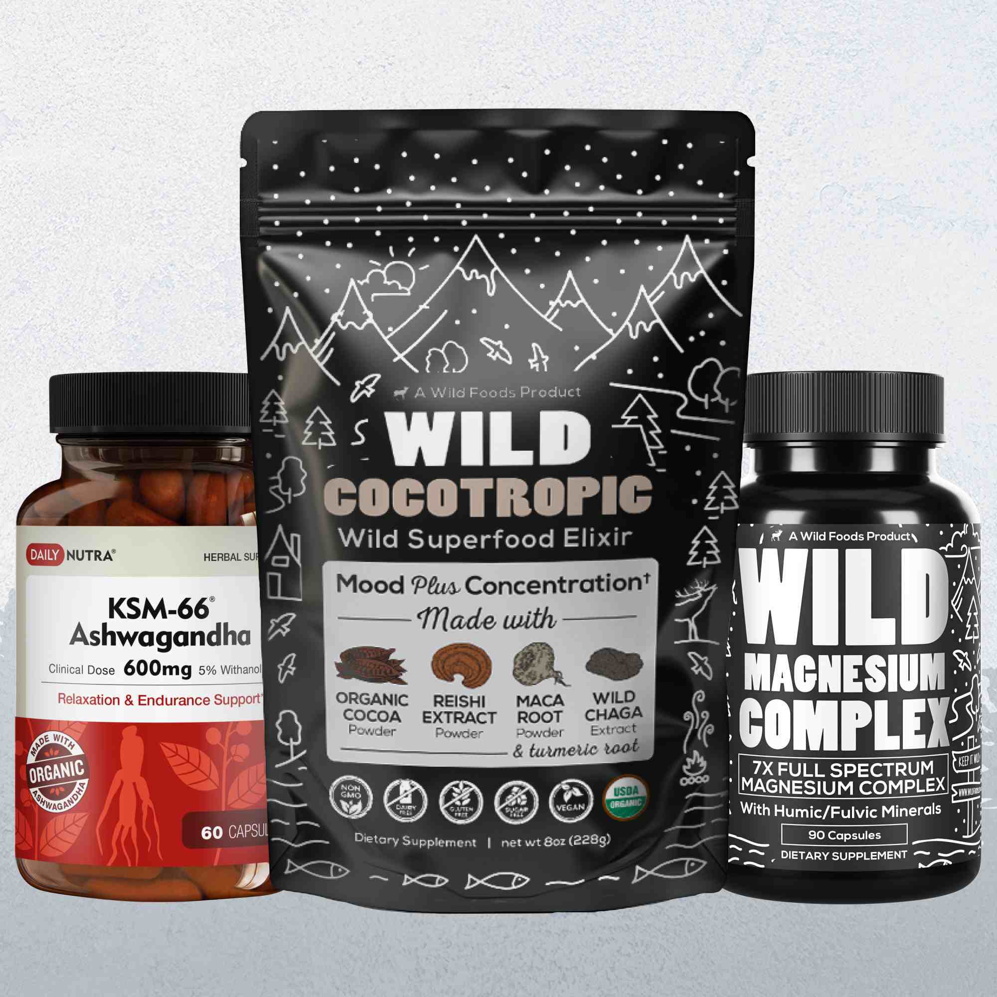Wild Foods Ashwagandha - Cocotropic - Magnesium Complex Best Sellers Stack