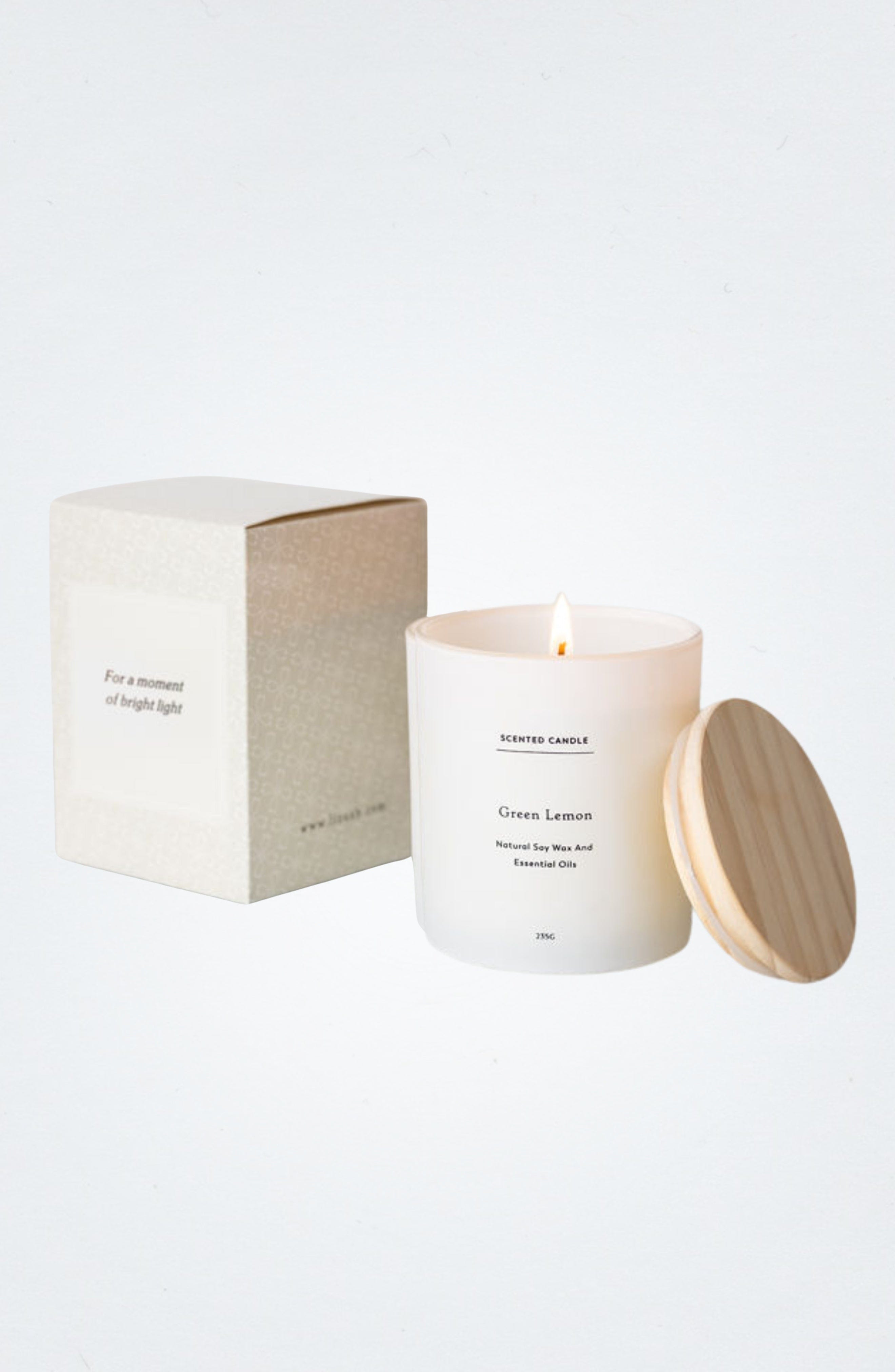 Lizush Green Lemon Scented candle - Big Glass Jar