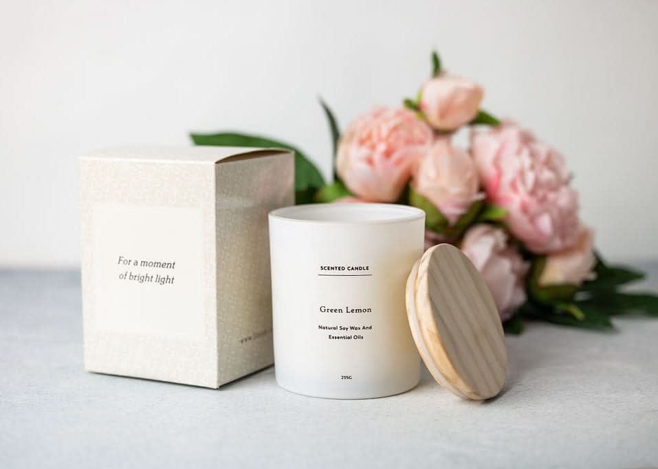 Green Lemon Scented candle - Big Glass Jar - My American Goods