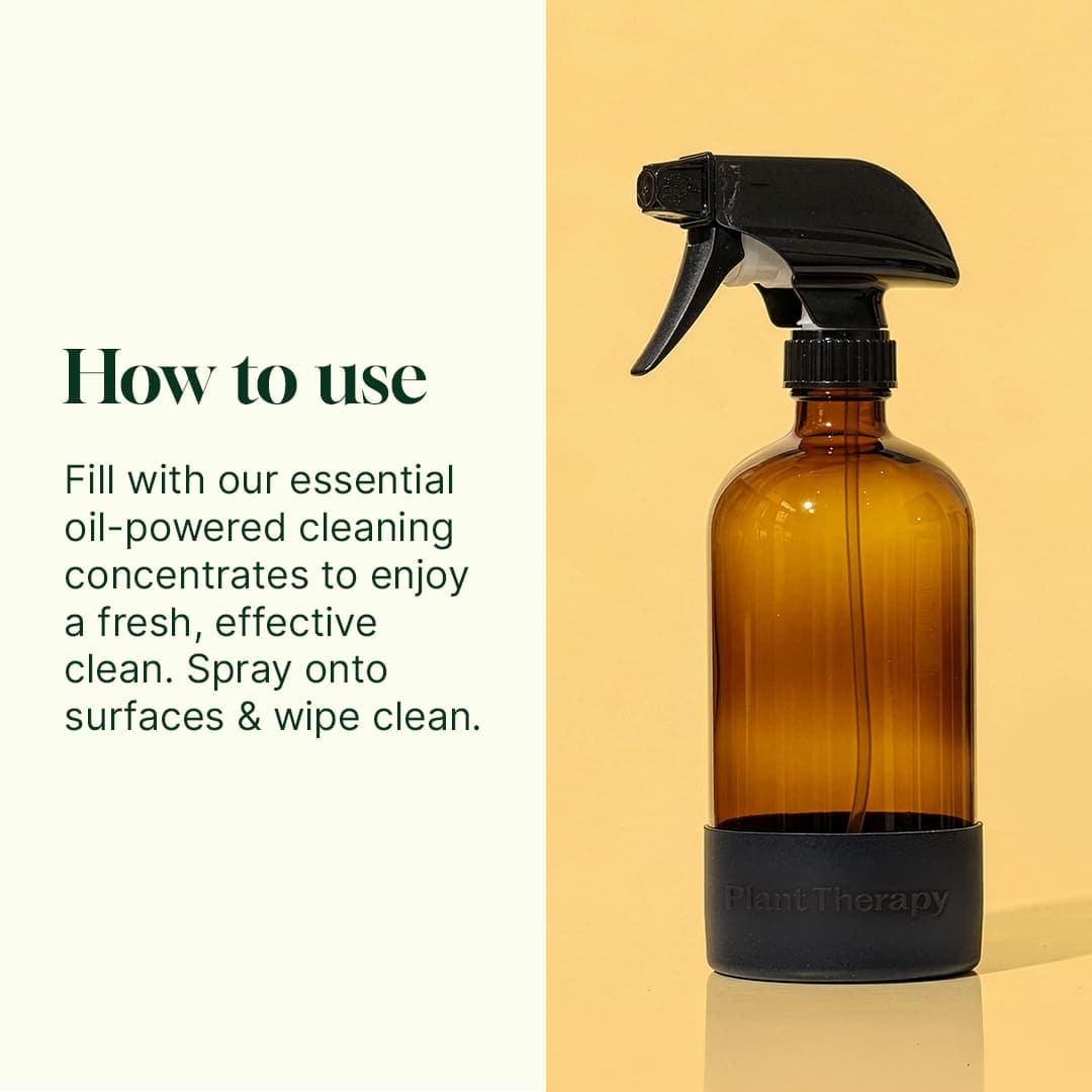 Plant Therapy Household 16 oz Glass Spray Bottle with Black Silicone Sleeve 16 oz