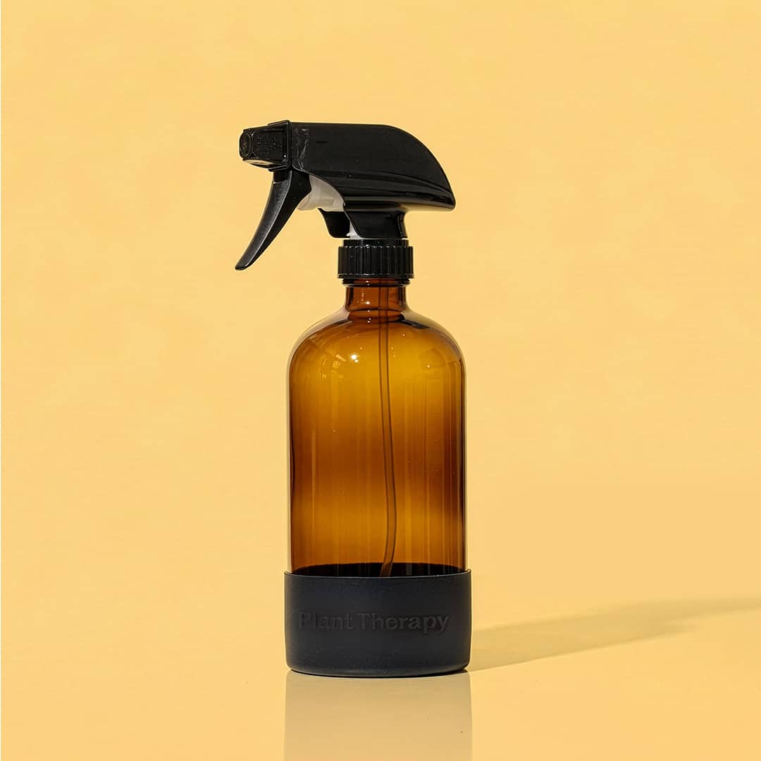 Plant Therapy Household 16 oz Glass Spray Bottle with Black Silicone Sleeve 16 oz