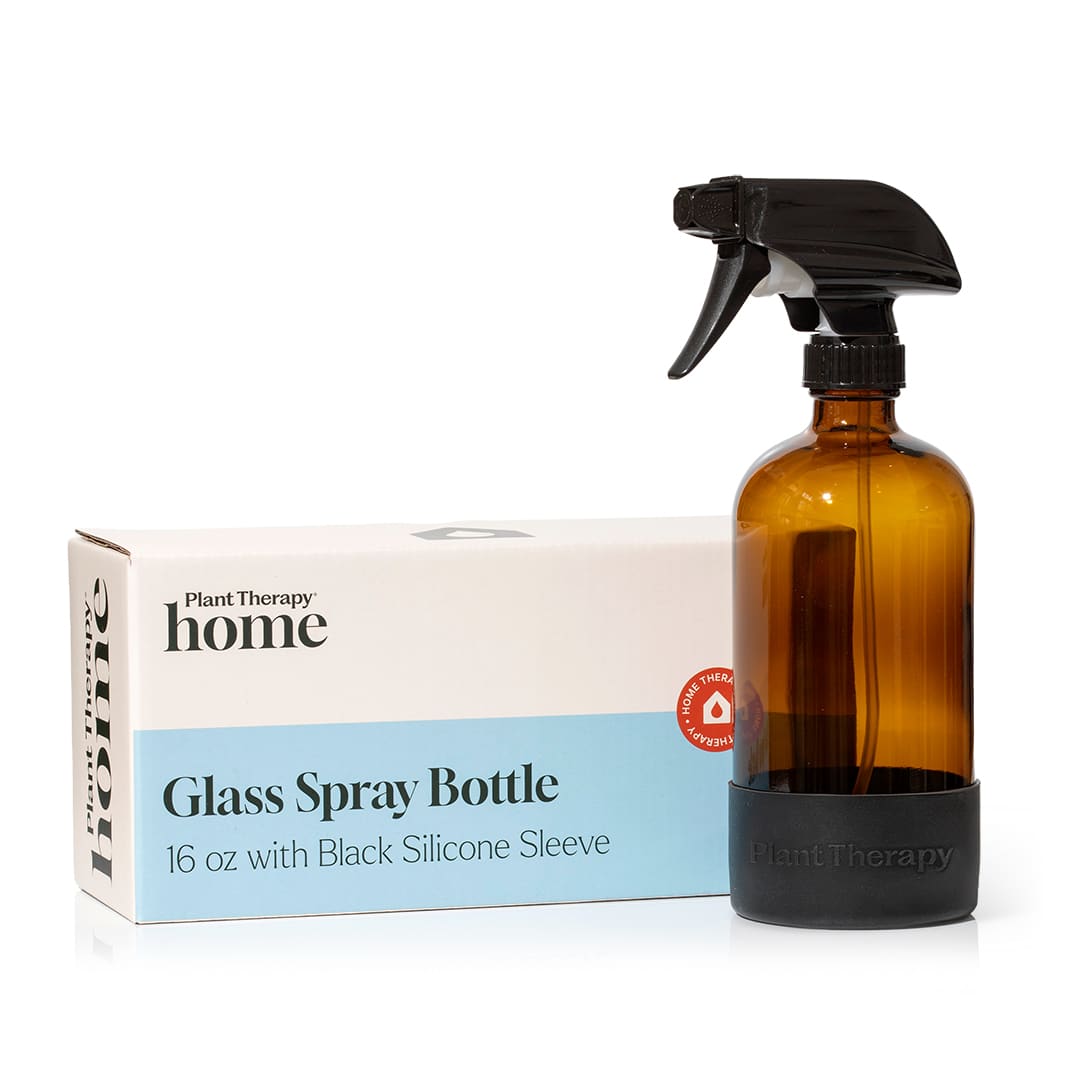 Plant Therapy Household 16 oz Glass Spray Bottle with Black Silicone Sleeve 16 oz