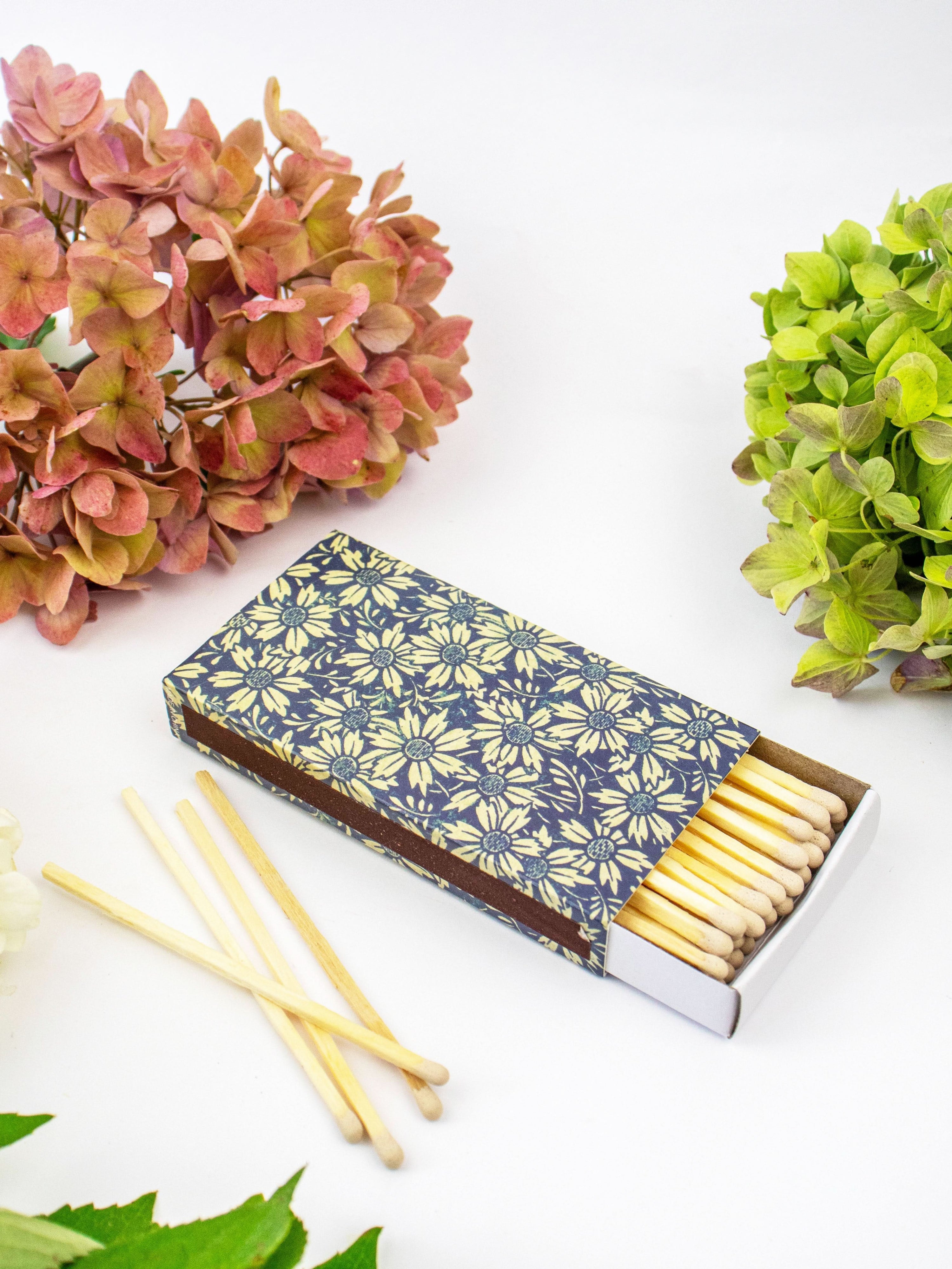 Ash & Rose matches Blue Daisies Opulent Designer Matchbox