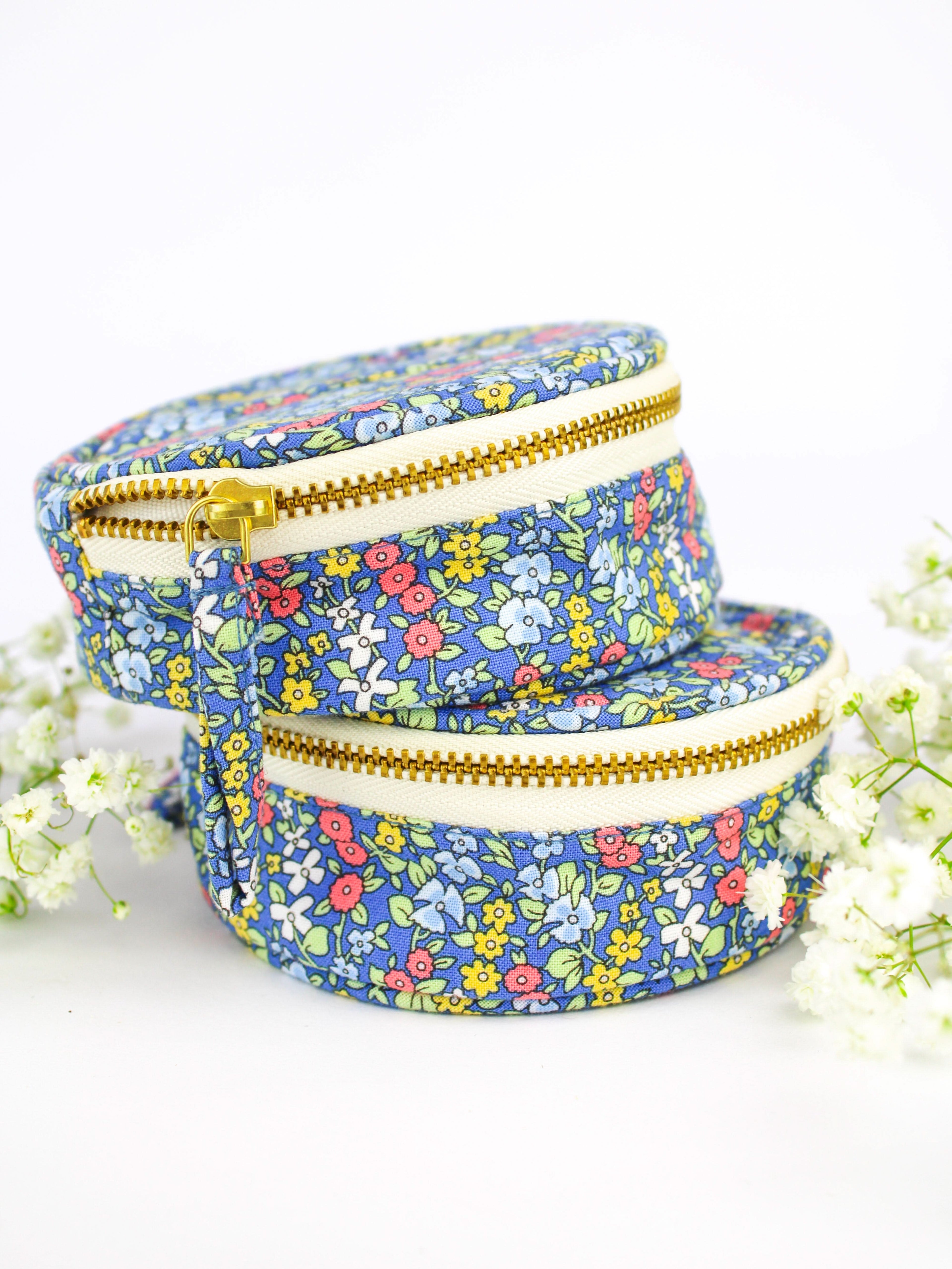 Blue Ditsy Print Jewelry Pouch - My American Goods