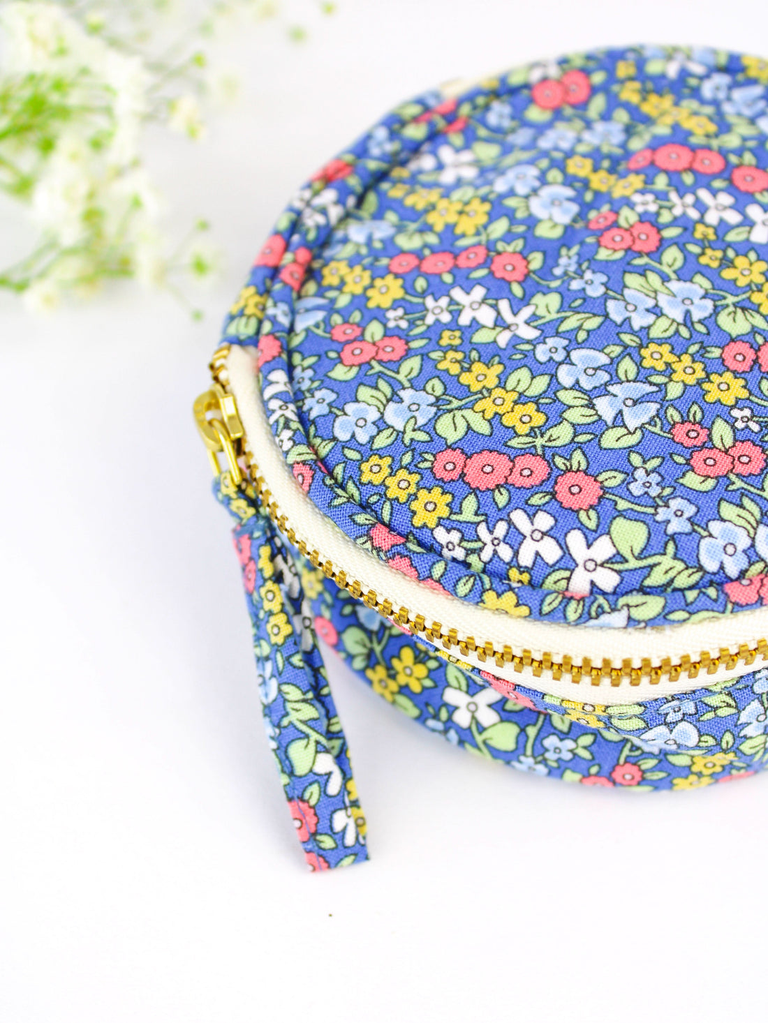 Blue Ditsy Print Jewelry Pouch - My American Goods