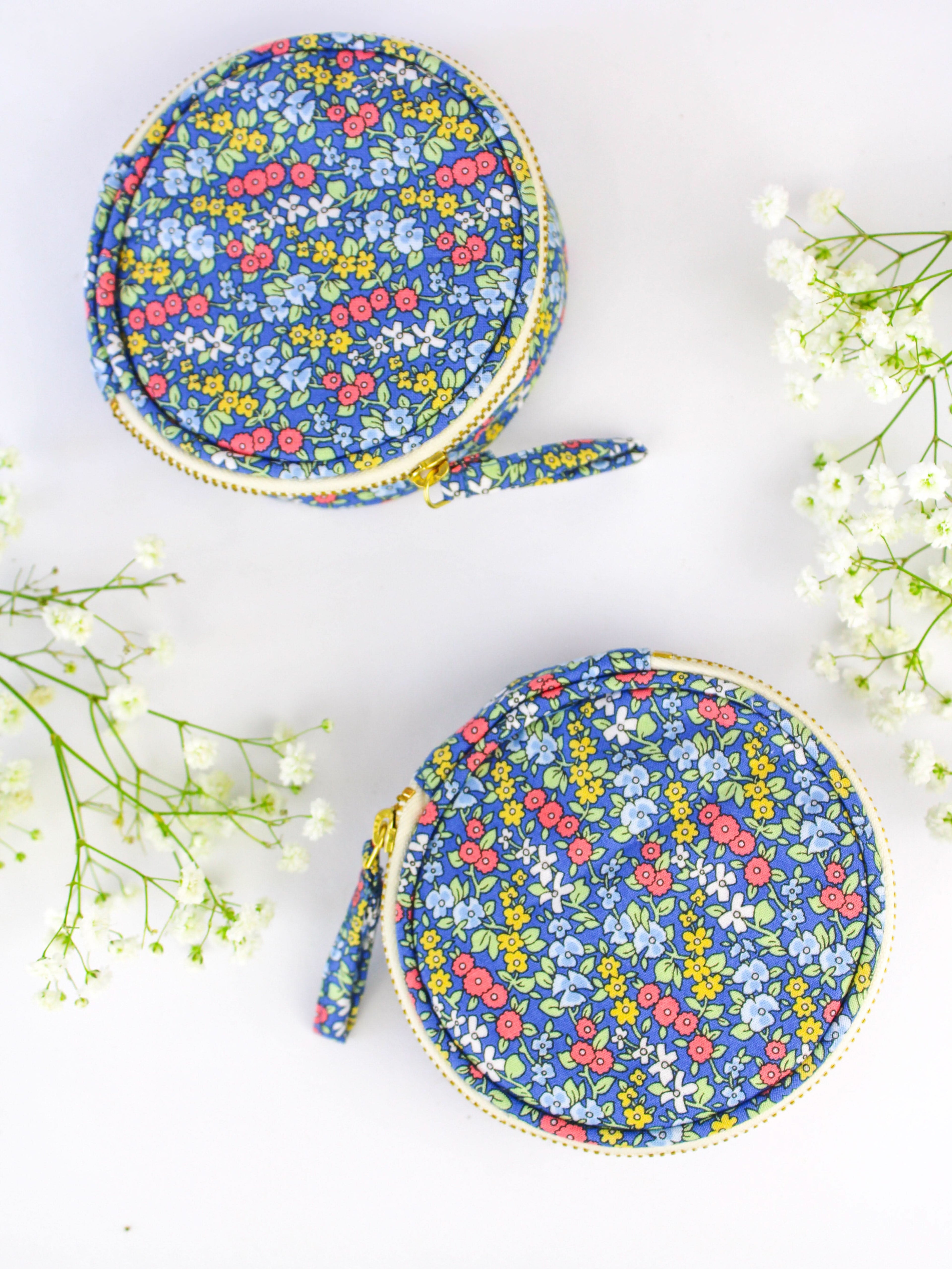 Blue Ditsy Print Jewelry Pouch - My American Goods