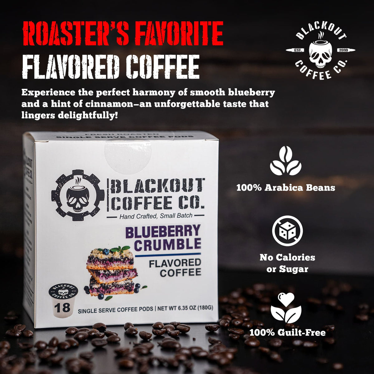 Blackout Coffee Co Coffee Pods & Capsules Blueberry Crumble Flavored Coffee Pods – 18 Count