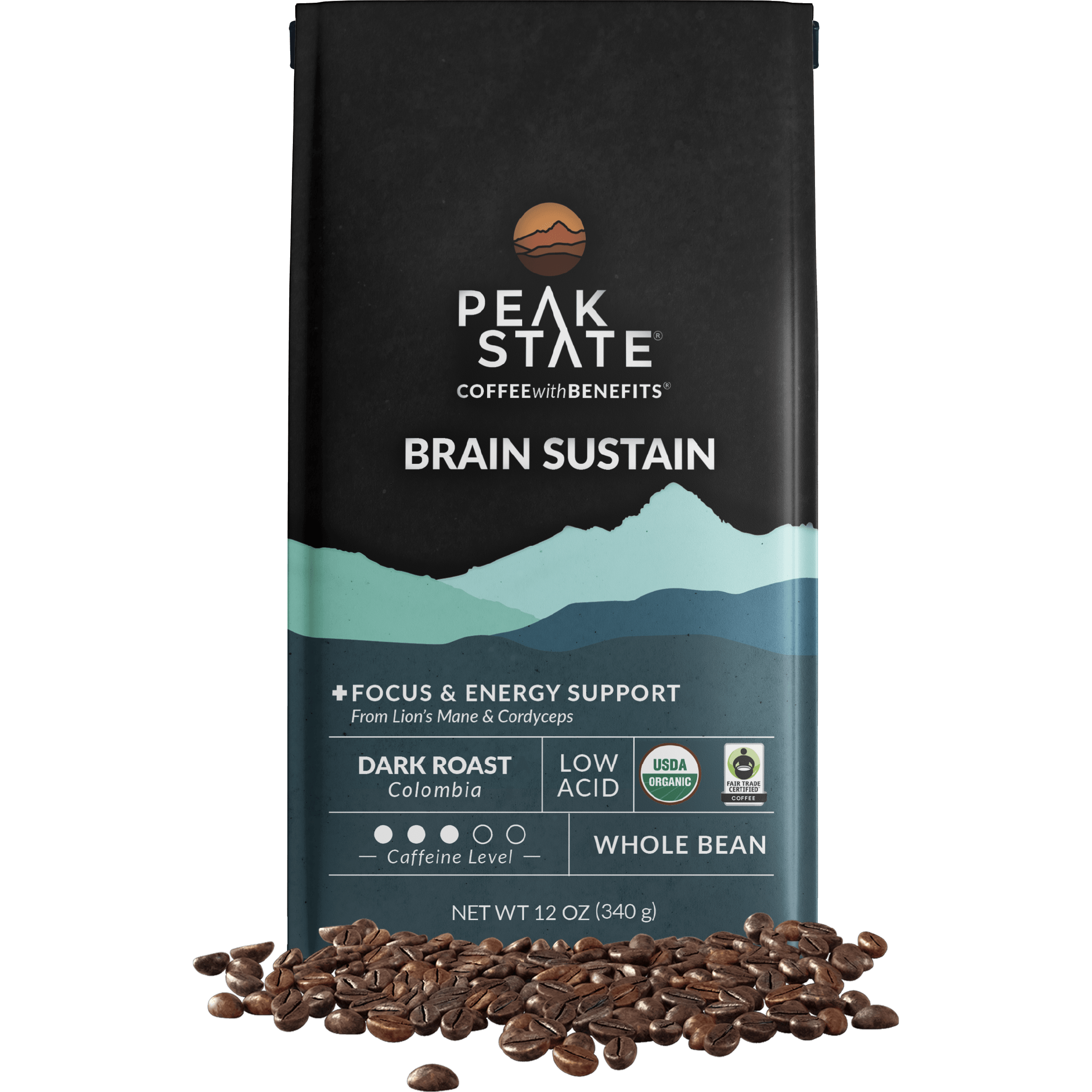 Peak State Coffee GFM Only BRAIN SUSTAIN Dark Roast