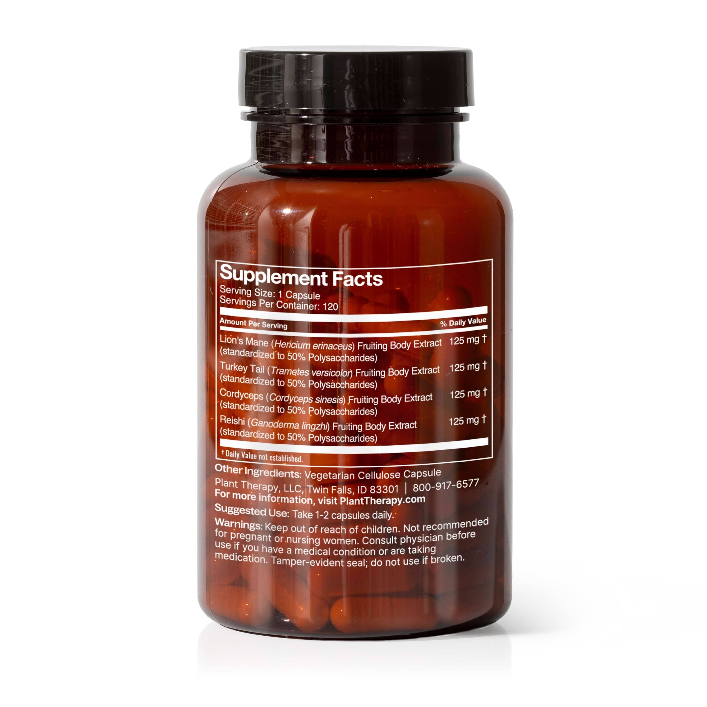 Plant Therapy Supplement 120 ct Brain Mushroom Blend – 4 Mushroom Formula
