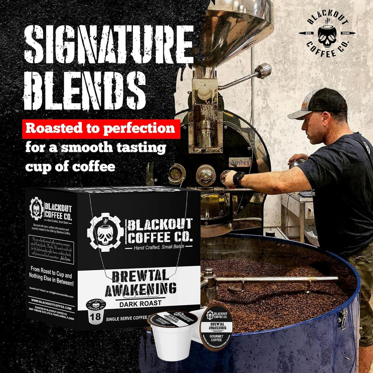 Blackout Coffee Co Coffee Pods & Capsules Brewtal Awakening Dark Roast Coffee Pods – 18 Count