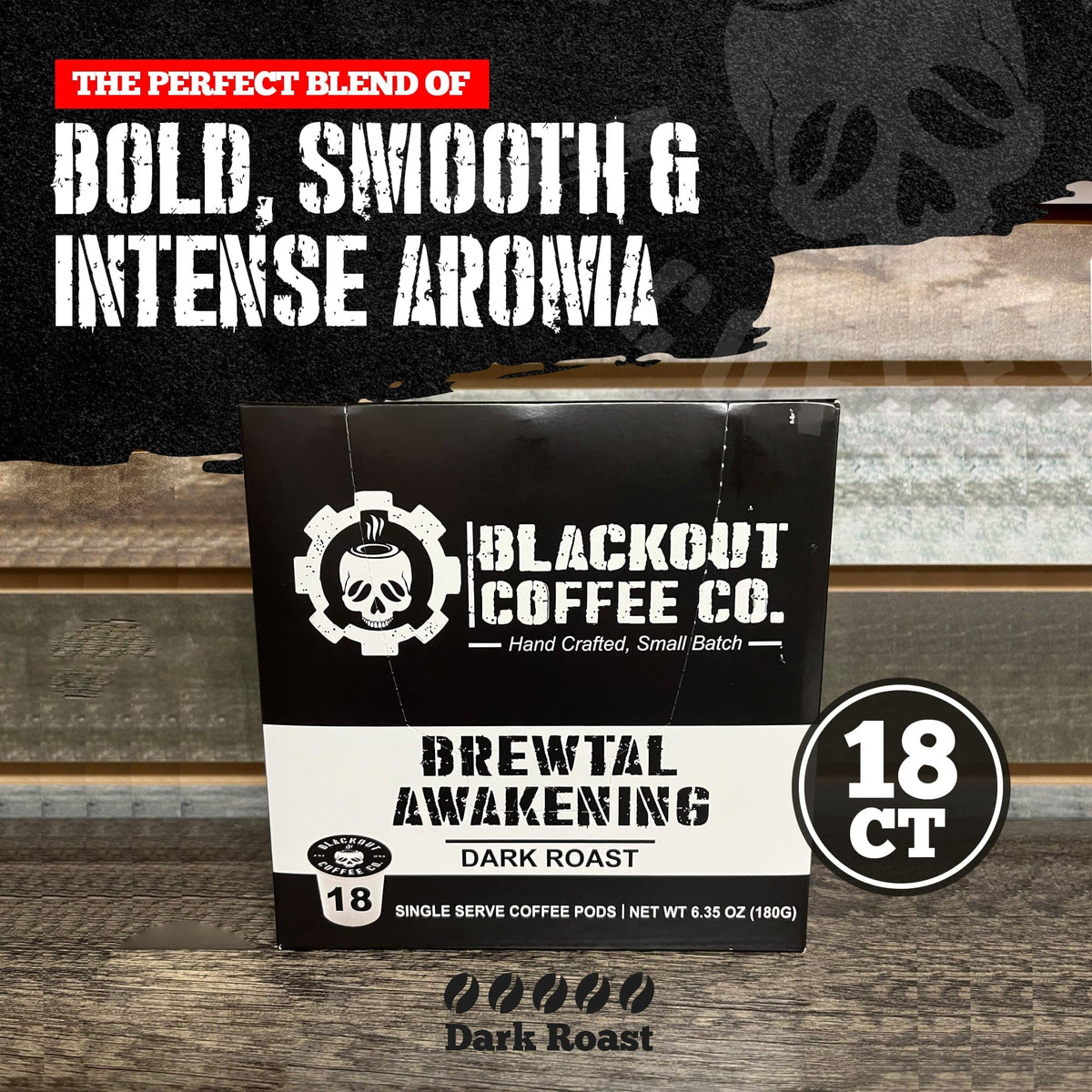 Blackout Coffee Co Coffee Pods & Capsules Brewtal Awakening Dark Roast Coffee Pods – 18 Count