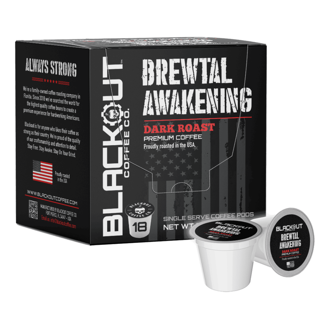 Blackout Coffee Co Coffee Pods & Capsules Brewtal Awakening Dark Roast Coffee Pods – 18 Count