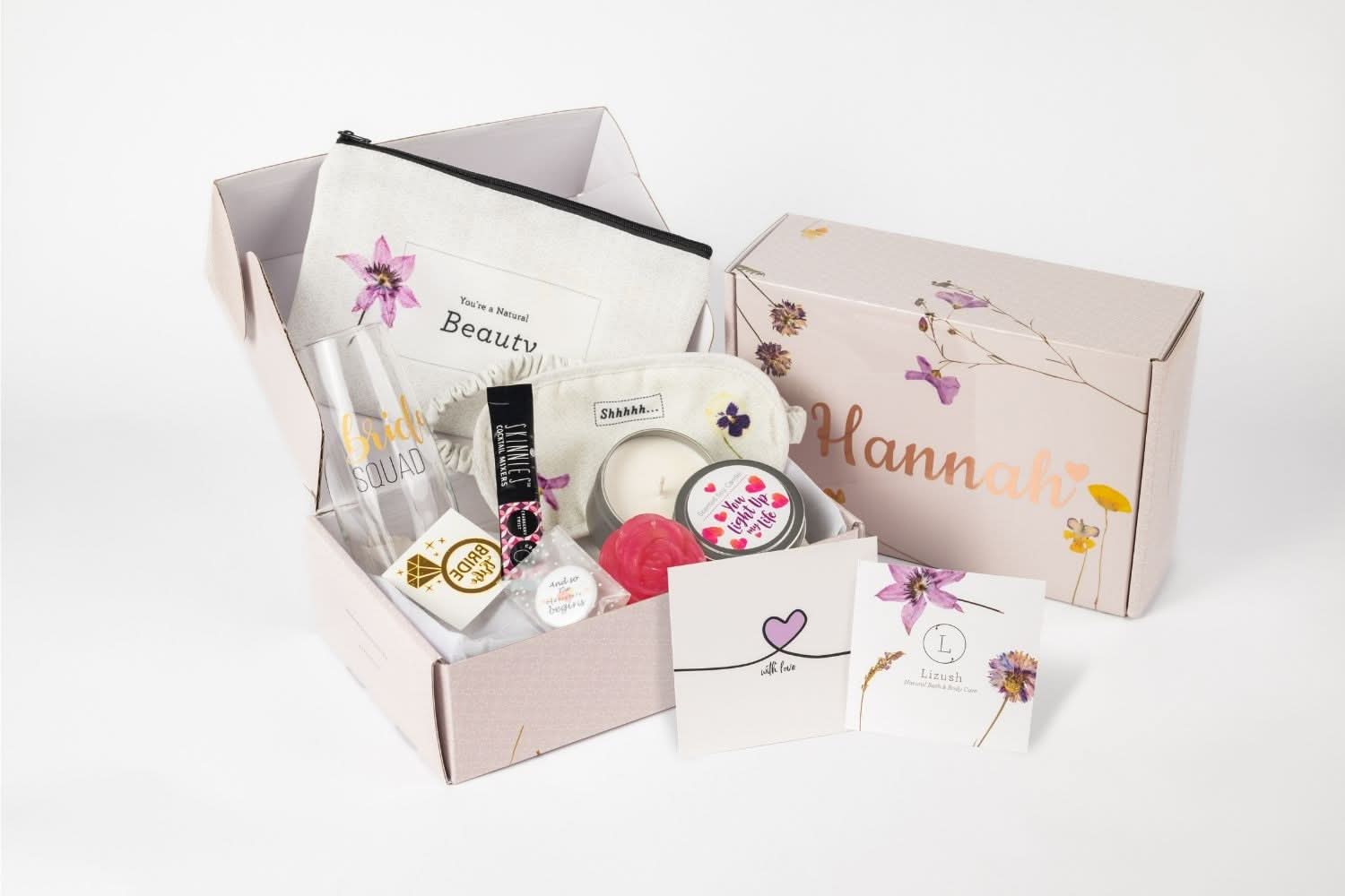 Lizush Gift set for new mom No Bridal shower gift, Bridesmaids gift box, Natural spa gift set